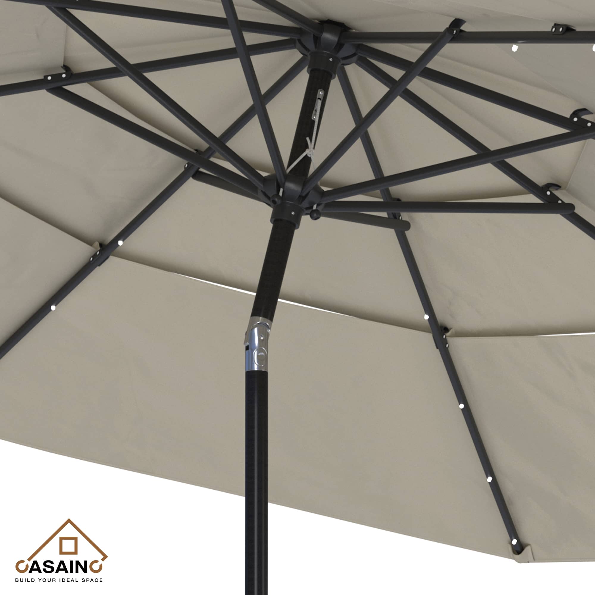11 ft.3-Layer Aluminum Market Solar Tilt Patio Umbrella with 24-LED Light