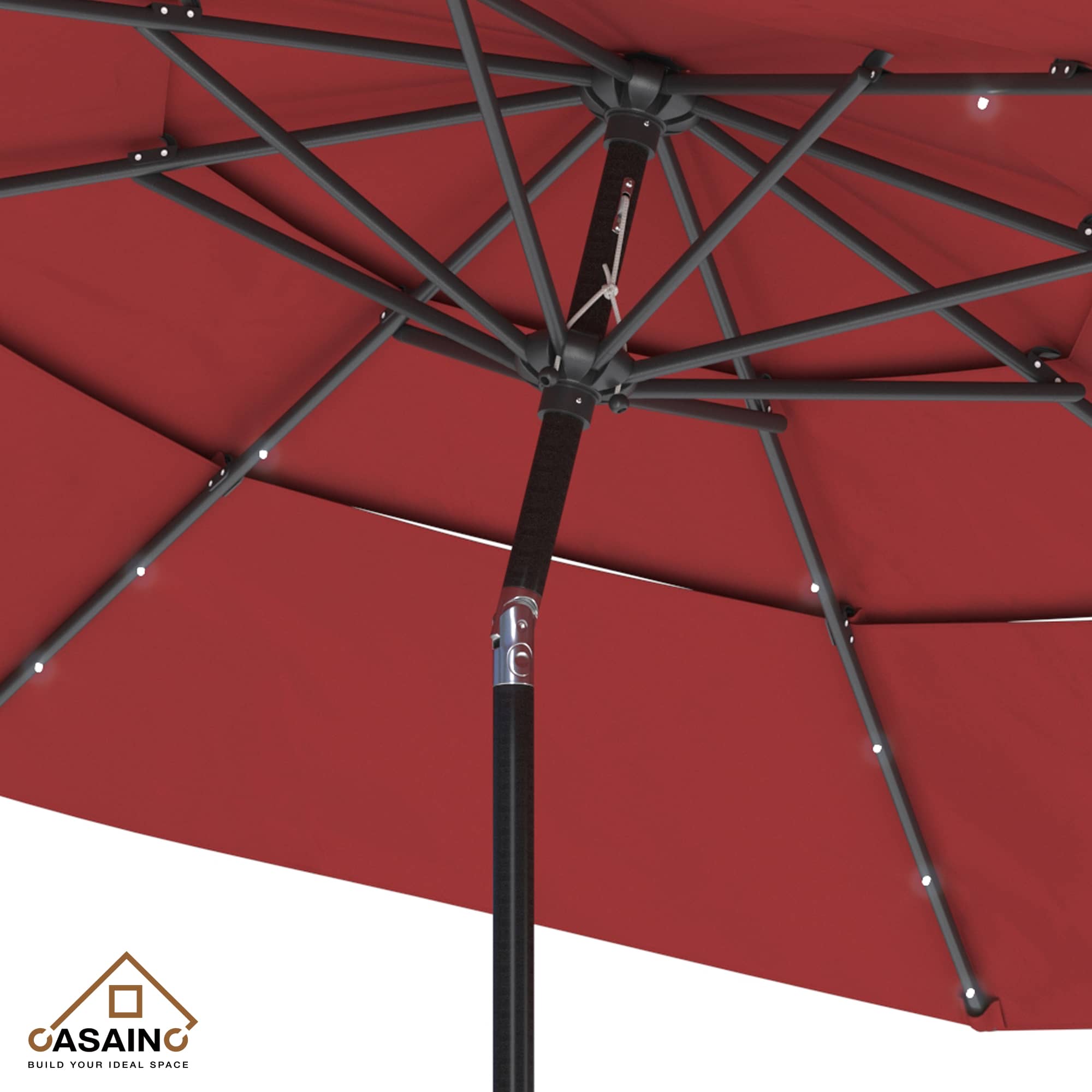 11 ft.3-Layer Aluminum Market Solar Tilt Patio Umbrella with 24-LED Light
