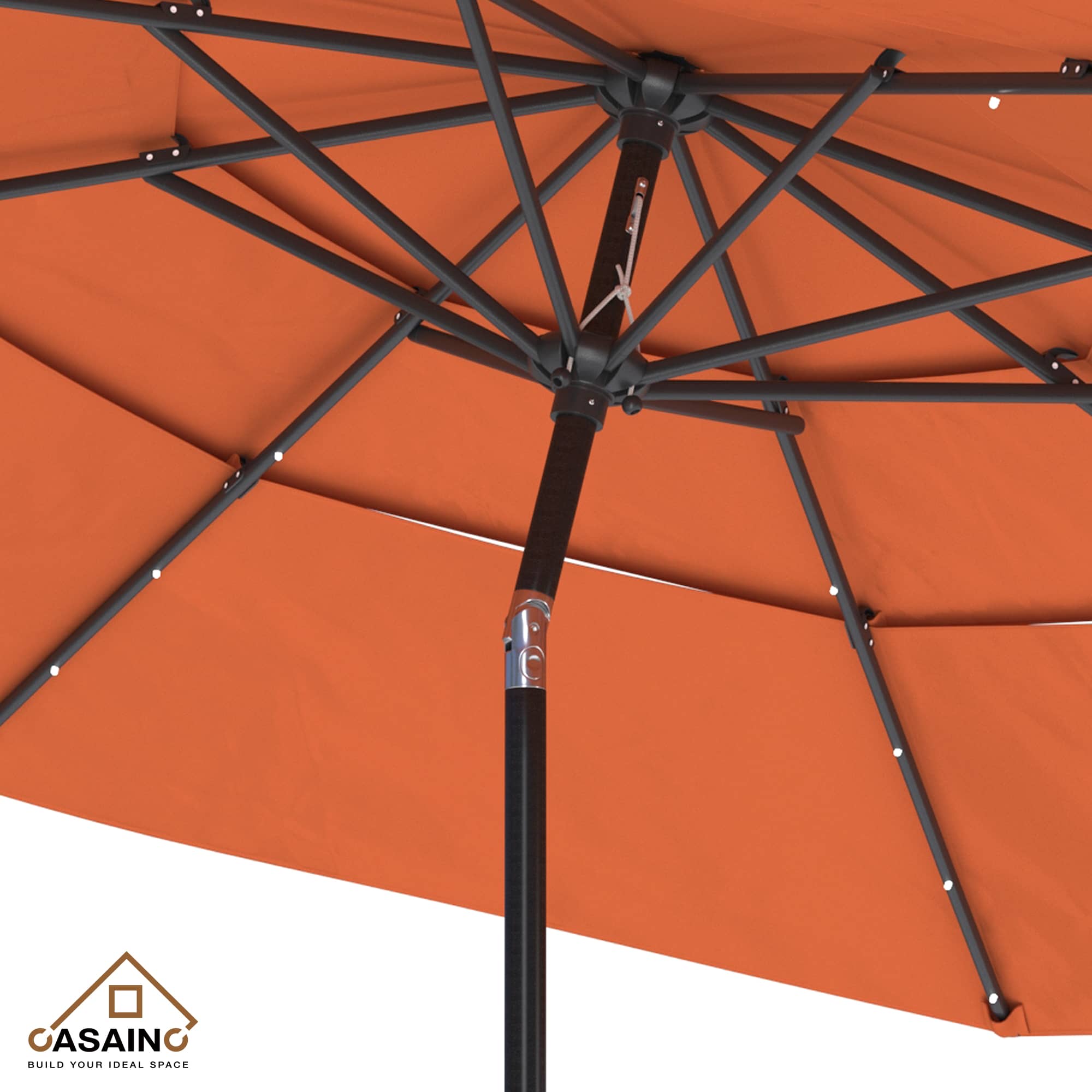 11 ft.3-Layer Aluminum Market Solar Tilt Patio Umbrella with 24-LED Light