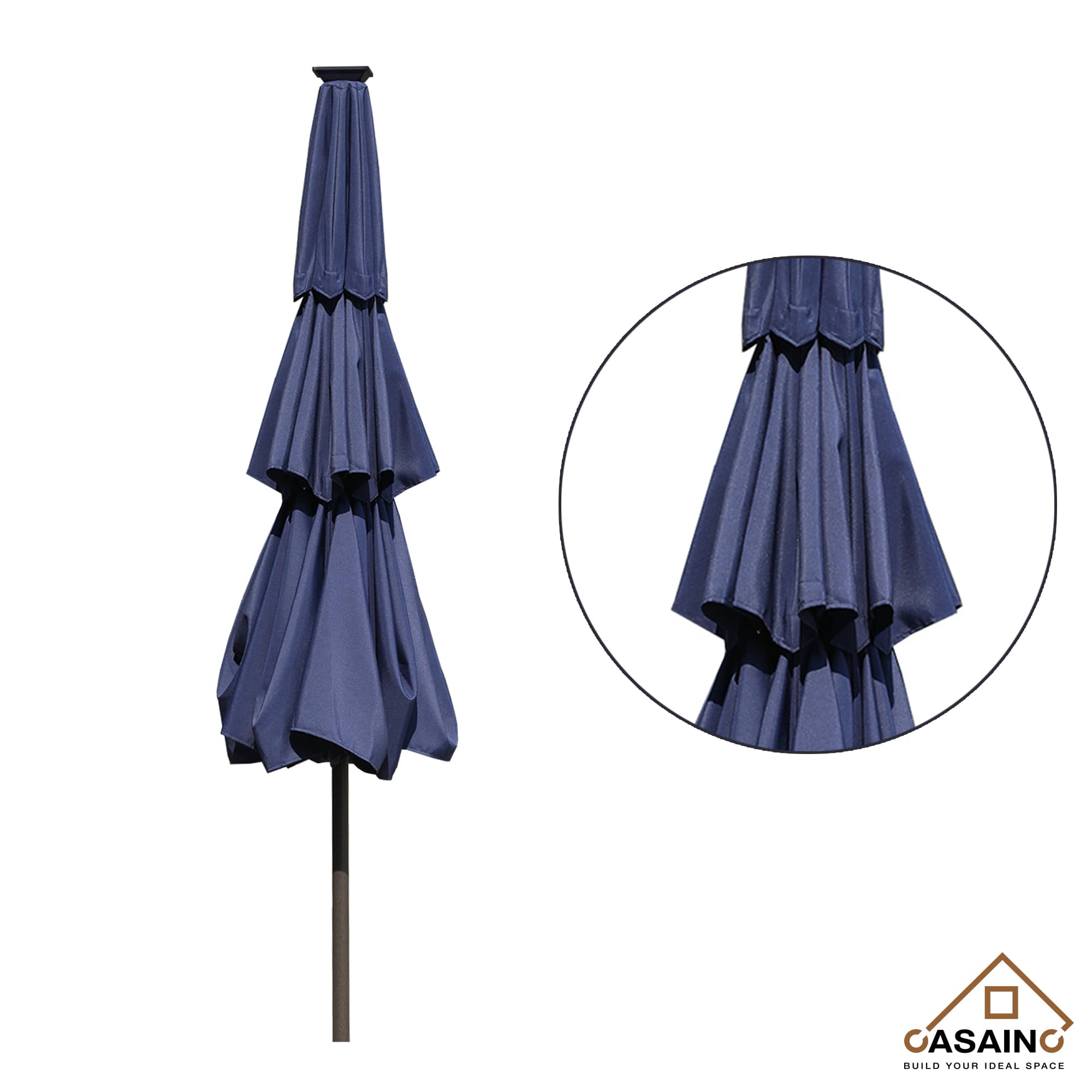 11 ft.3-Layer Aluminum Market Solar Tilt Patio Umbrella with 24-LED Light