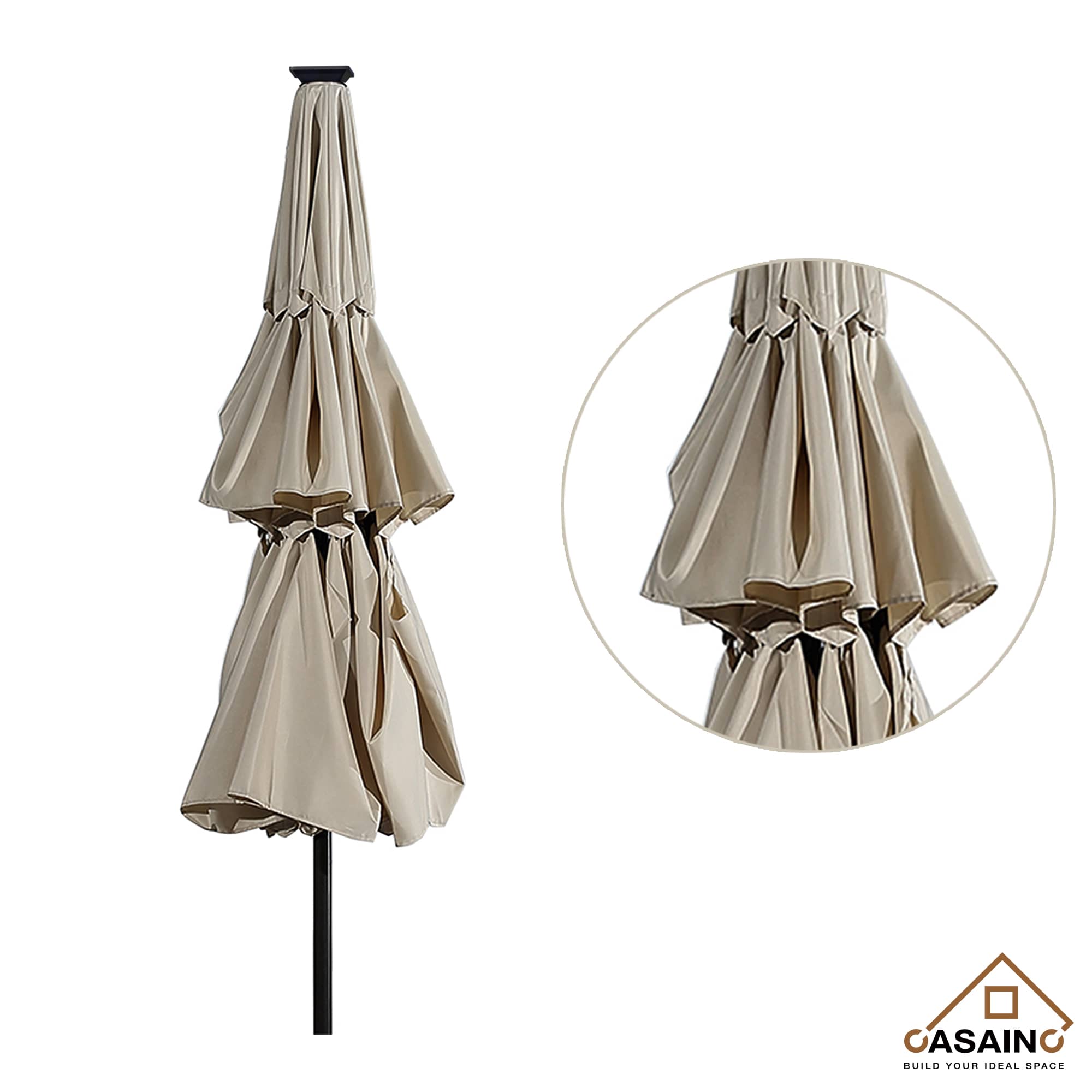 11 ft.3-Layer Aluminum Market Solar Tilt Patio Umbrella with 24-LED Light