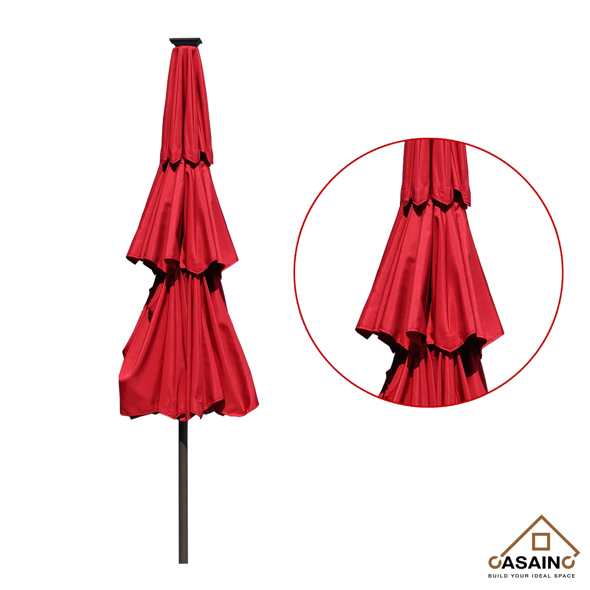 11 ft.3-Layer Aluminum Market Solar Tilt Patio Umbrella with 24-LED Light