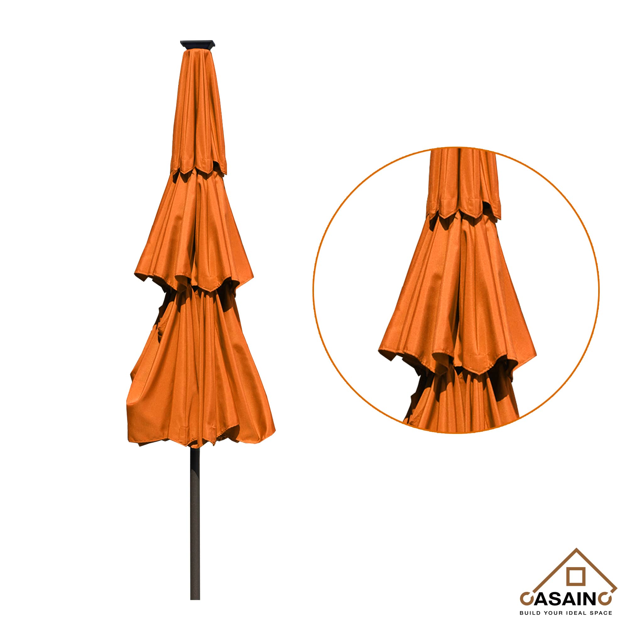 11 ft.3-Layer Aluminum Market Solar Tilt Patio Umbrella with 24-LED Light