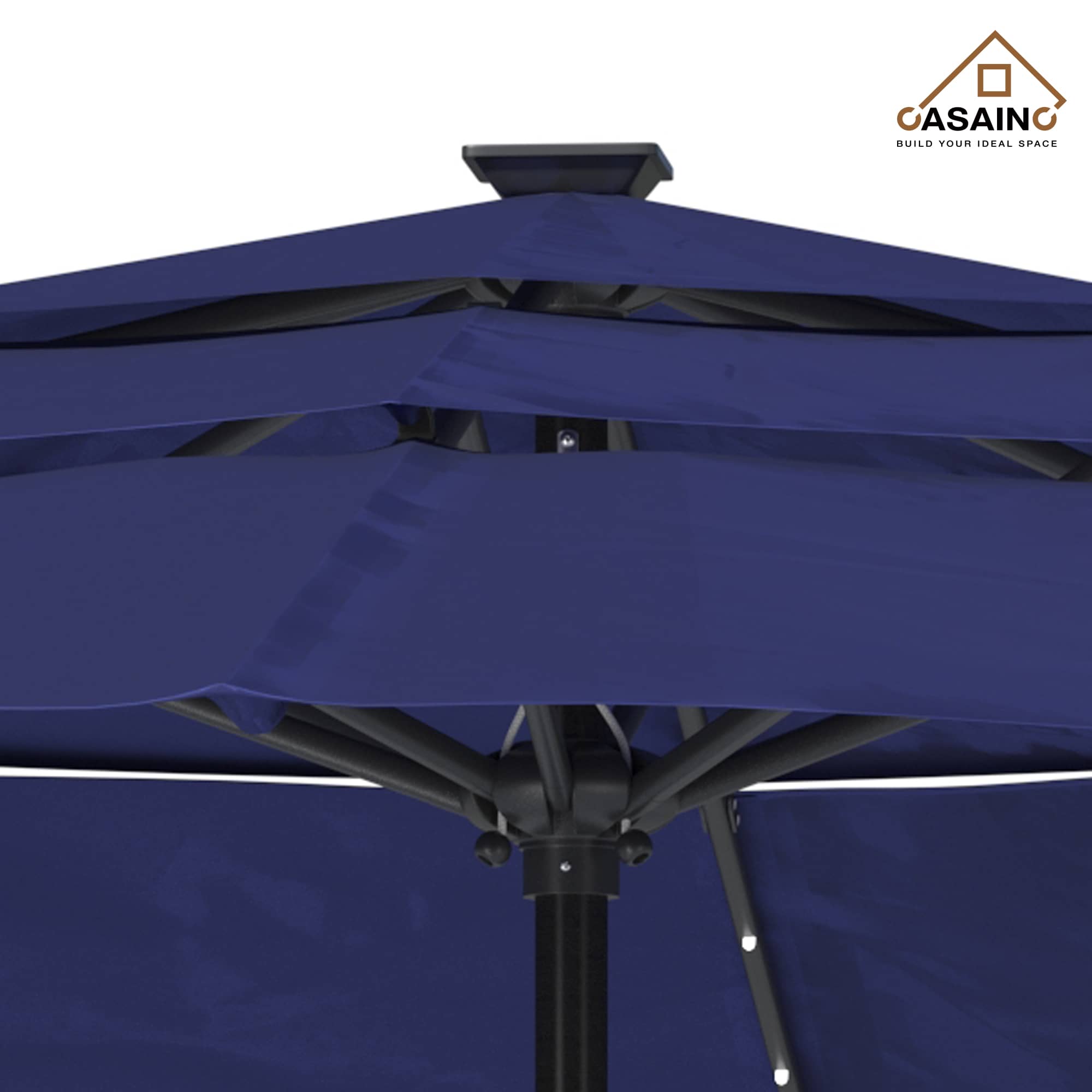 11 ft.3-Layer Aluminum Market Solar Tilt Patio Umbrella with 24-LED Light