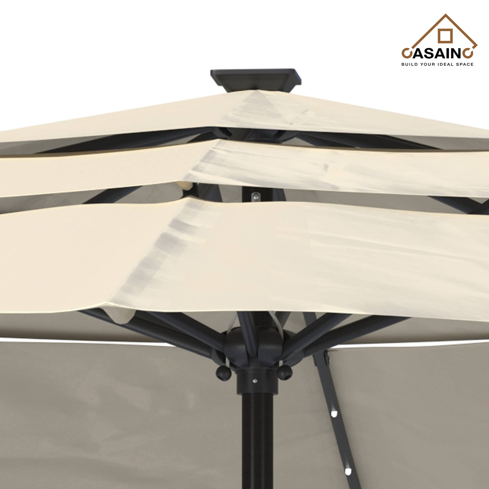 11 ft.3-Layer Aluminum Market Solar Tilt Patio Umbrella with 24-LED Light