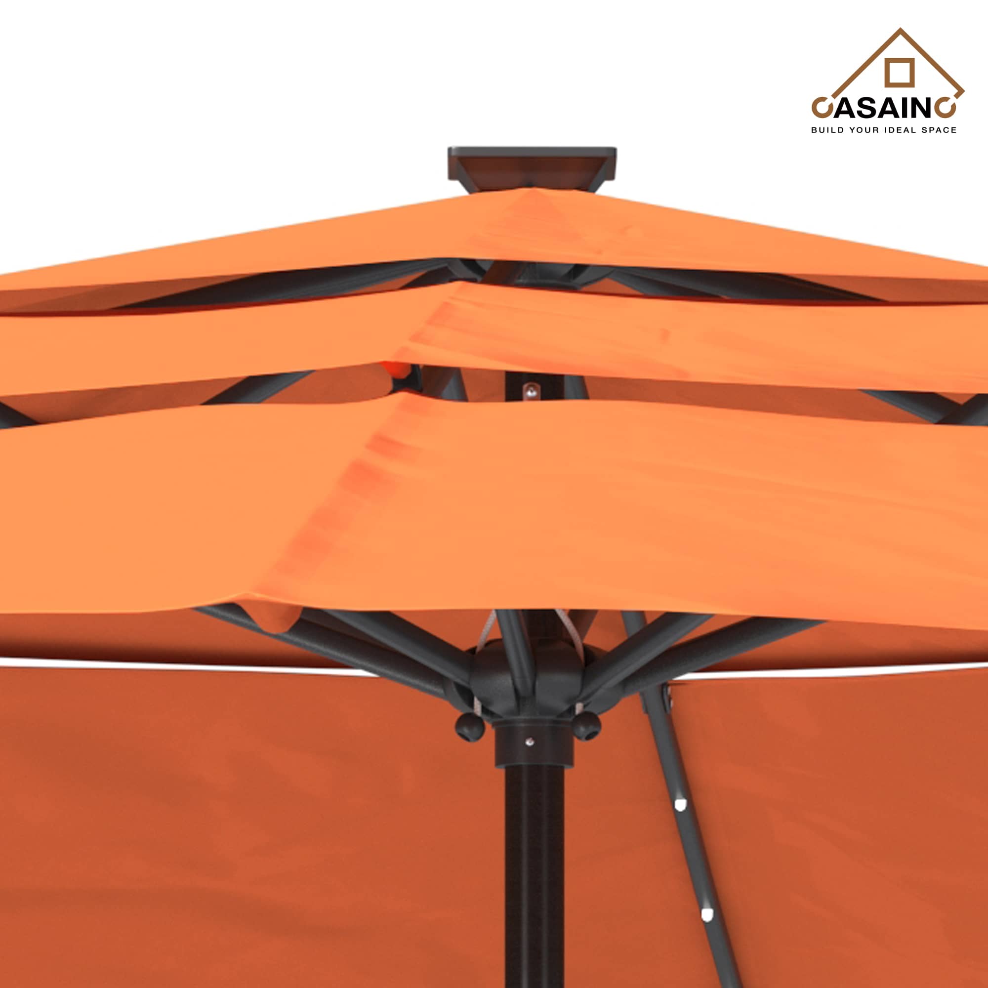 11 ft.3-Layer Aluminum Market Solar Tilt Patio Umbrella with 24-LED Light