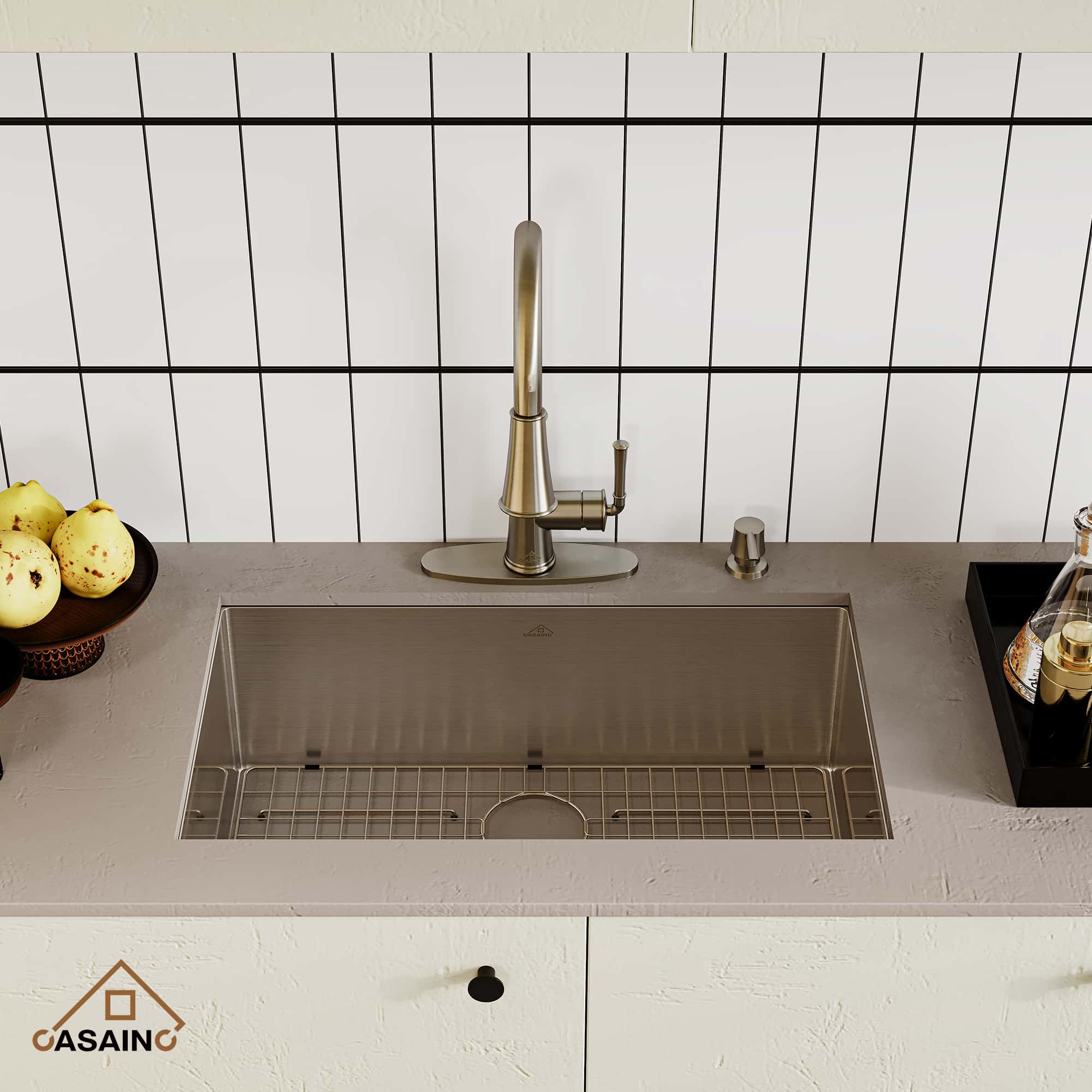 CASAINC Undermount Stainless Steel 32-inch Single Bowl Kitchen Sink in Brushed-Casainc Canada