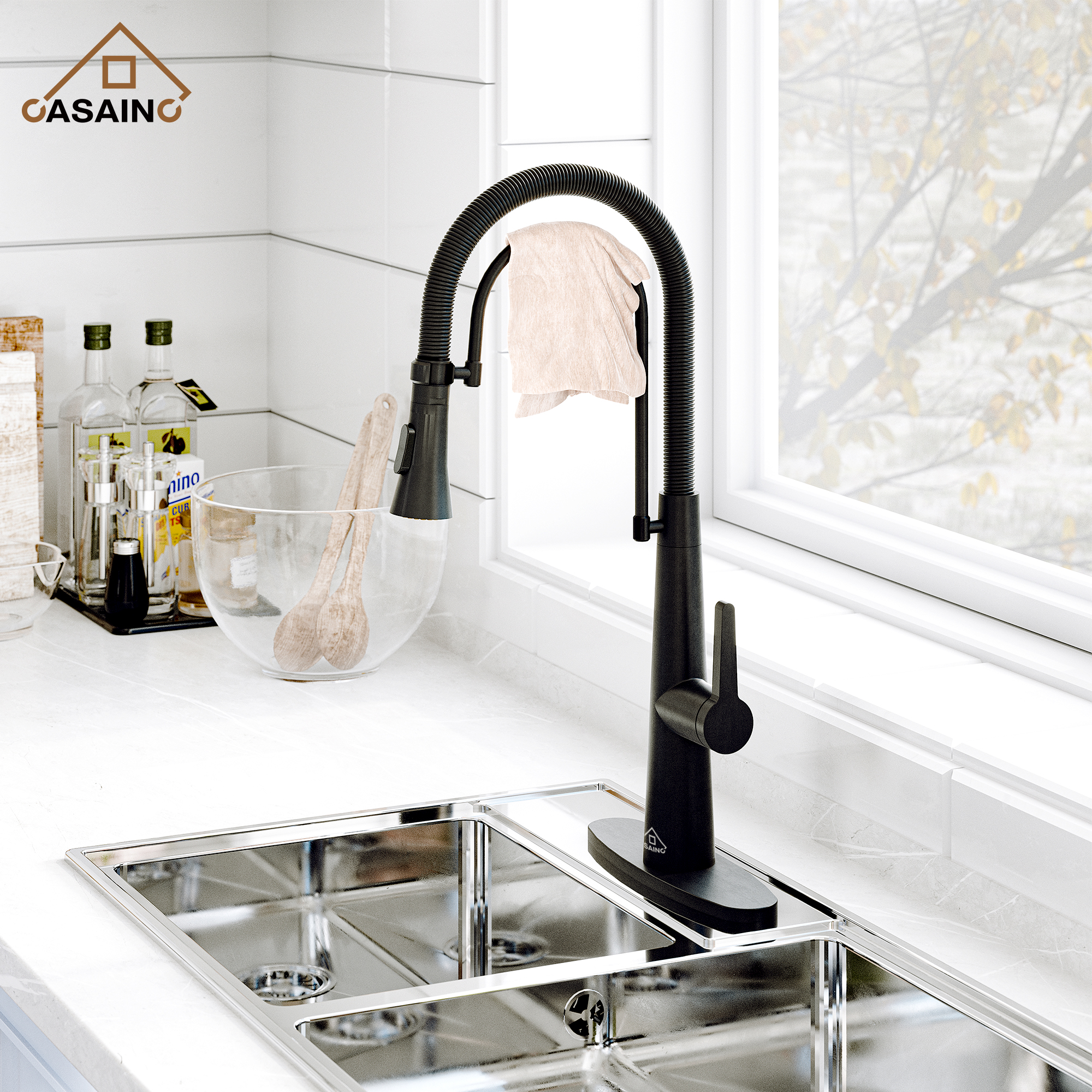CASAINC 1.8GPM Spring Kitchen Faucet in Brushed Gold and More-Casainc Canada