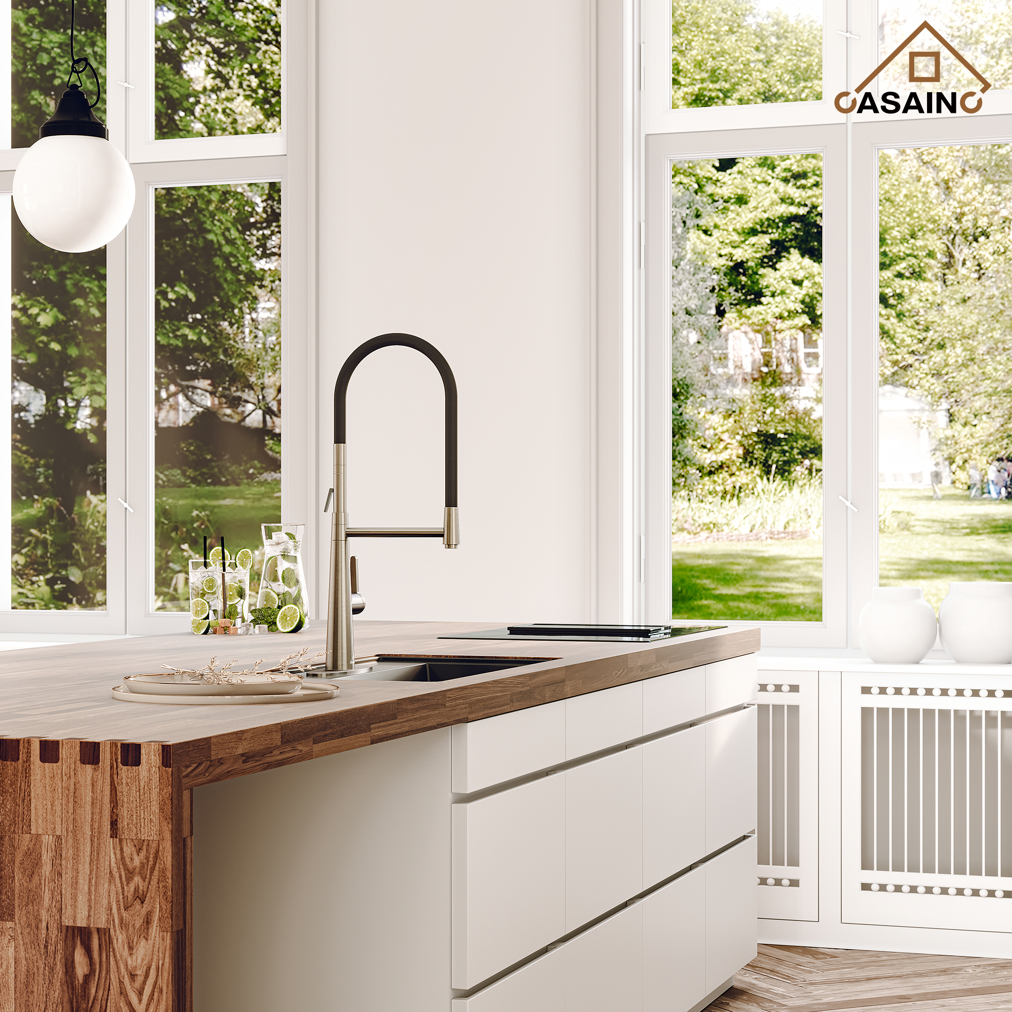 CASAINC 1.8GPM Single-Handle Standard Kitchen Faucet with Fast Mount and Deck Plate, 3 Colors Available-Casainc Canada