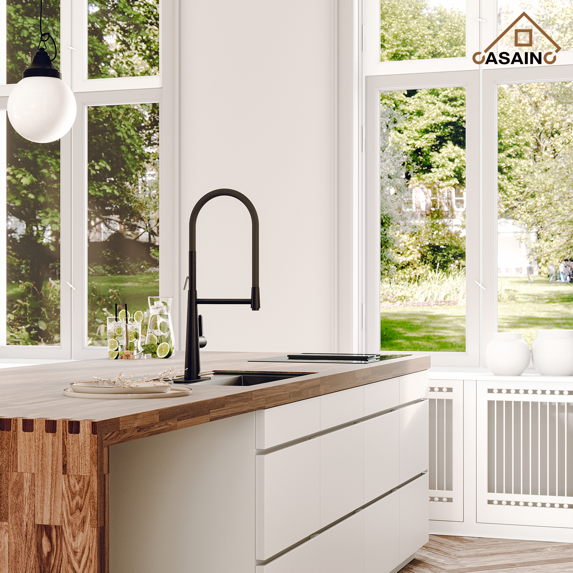 CASAINC 1.8GPM Single-Handle Standard Kitchen Faucet with Fast Mount and Deck Plate, 3 Colors Available-Casainc Canada