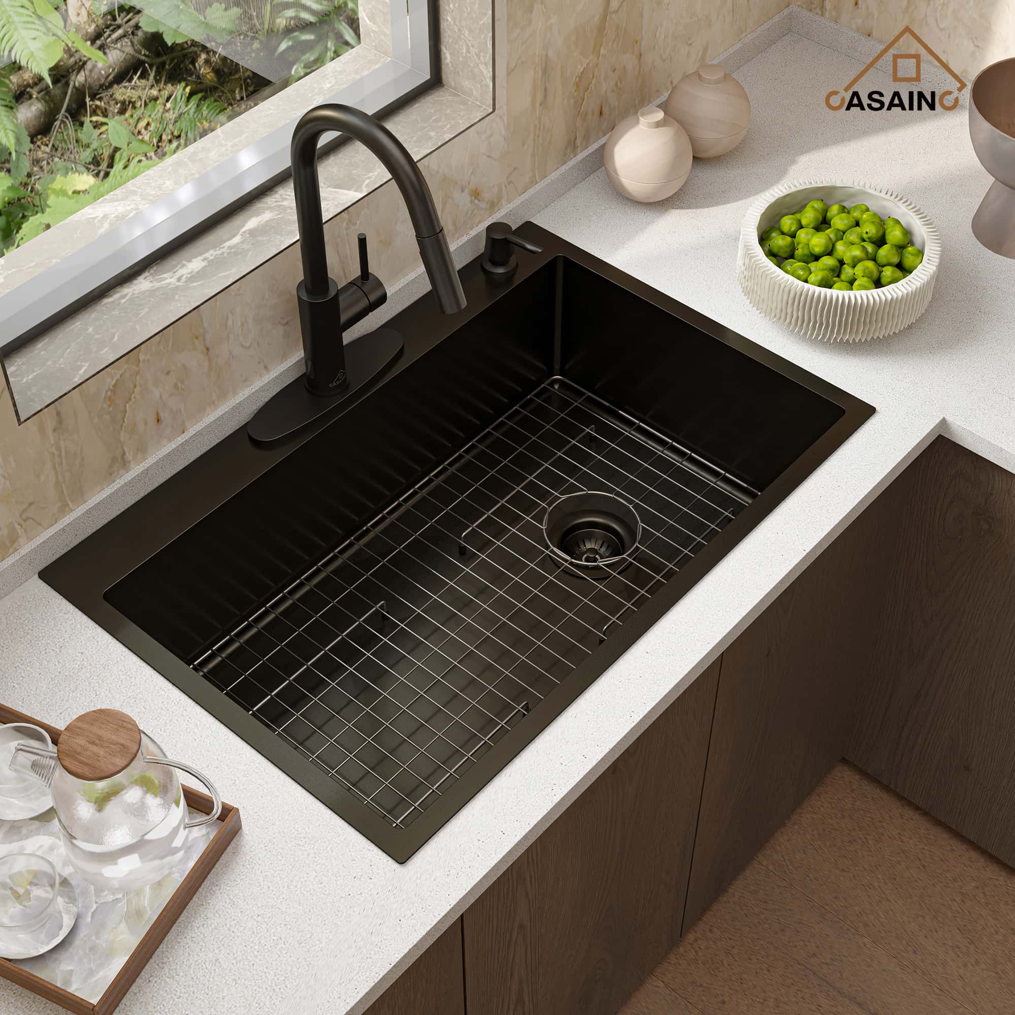 CASAINC Drop-In Stainless Steel 33-inch 1-Hole Single Bowl Kitchen Sink -Casainc Canada