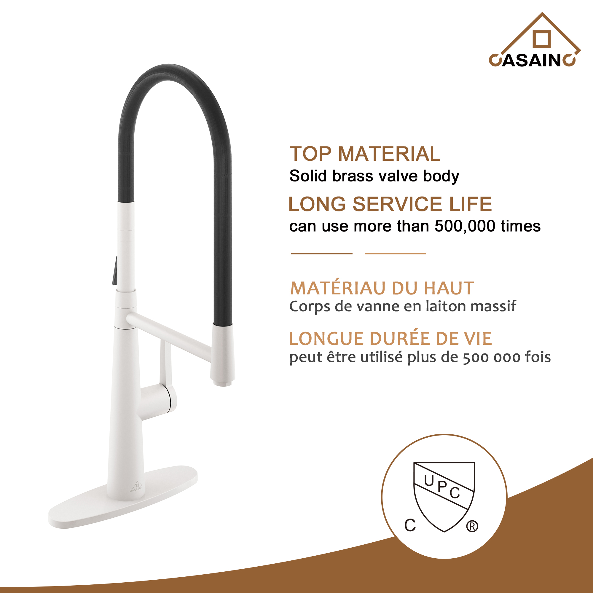 CASAINC 1.8GPM Single-Handle Standard Kitchen Faucet with Fast Mount and Deck Plate, 3 Colors Available-Casainc Canada
