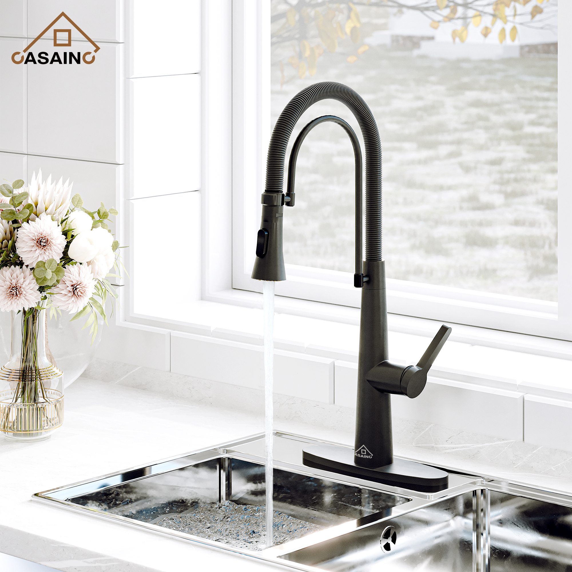 CASAINC 1.8GPM Spring Kitchen Faucet in Brushed Gold and More-Casainc Canada