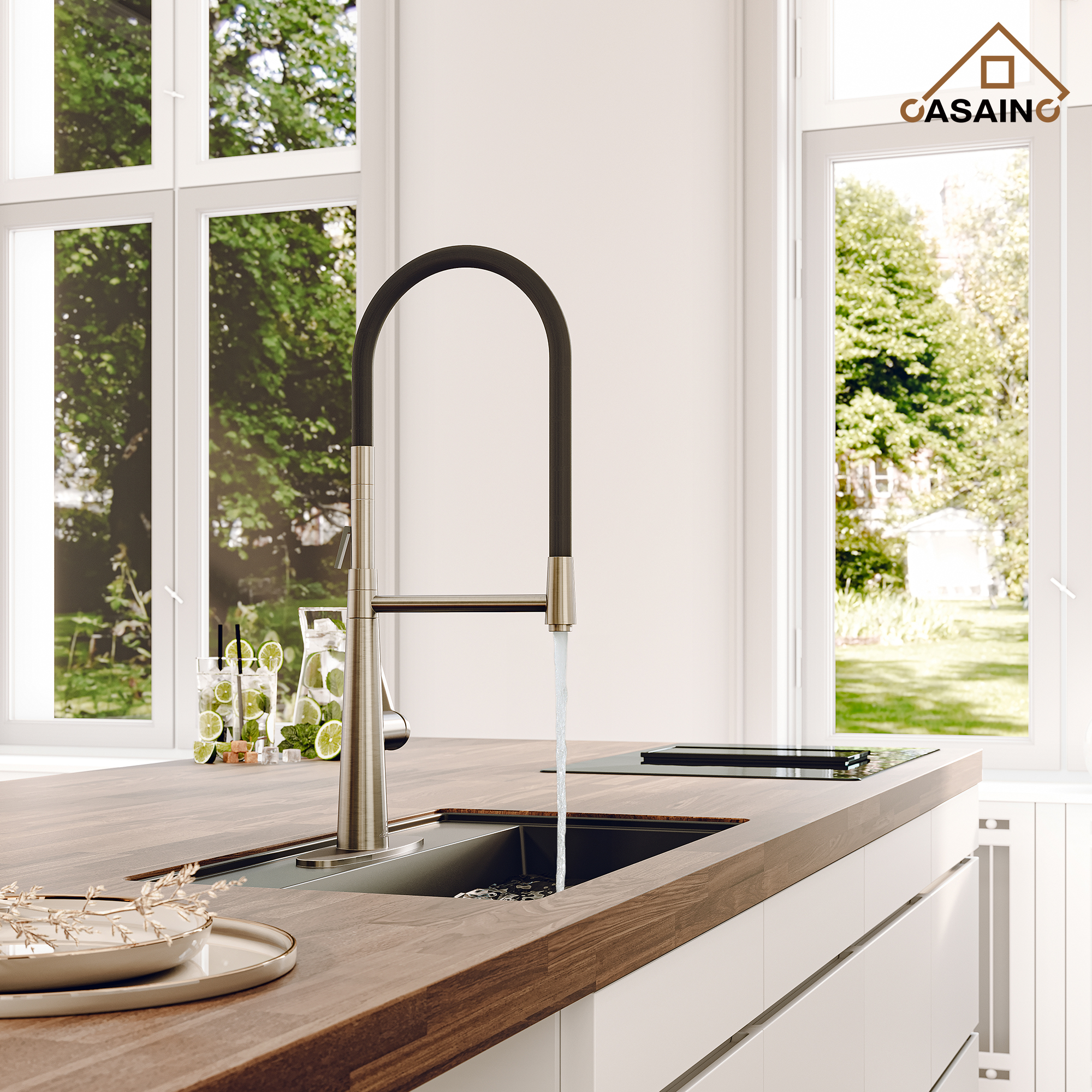 CASAINC 1.8GPM Single-Handle Standard Kitchen Faucet with Fast Mount and Deck Plate, 3 Colors Available-Casainc Canada