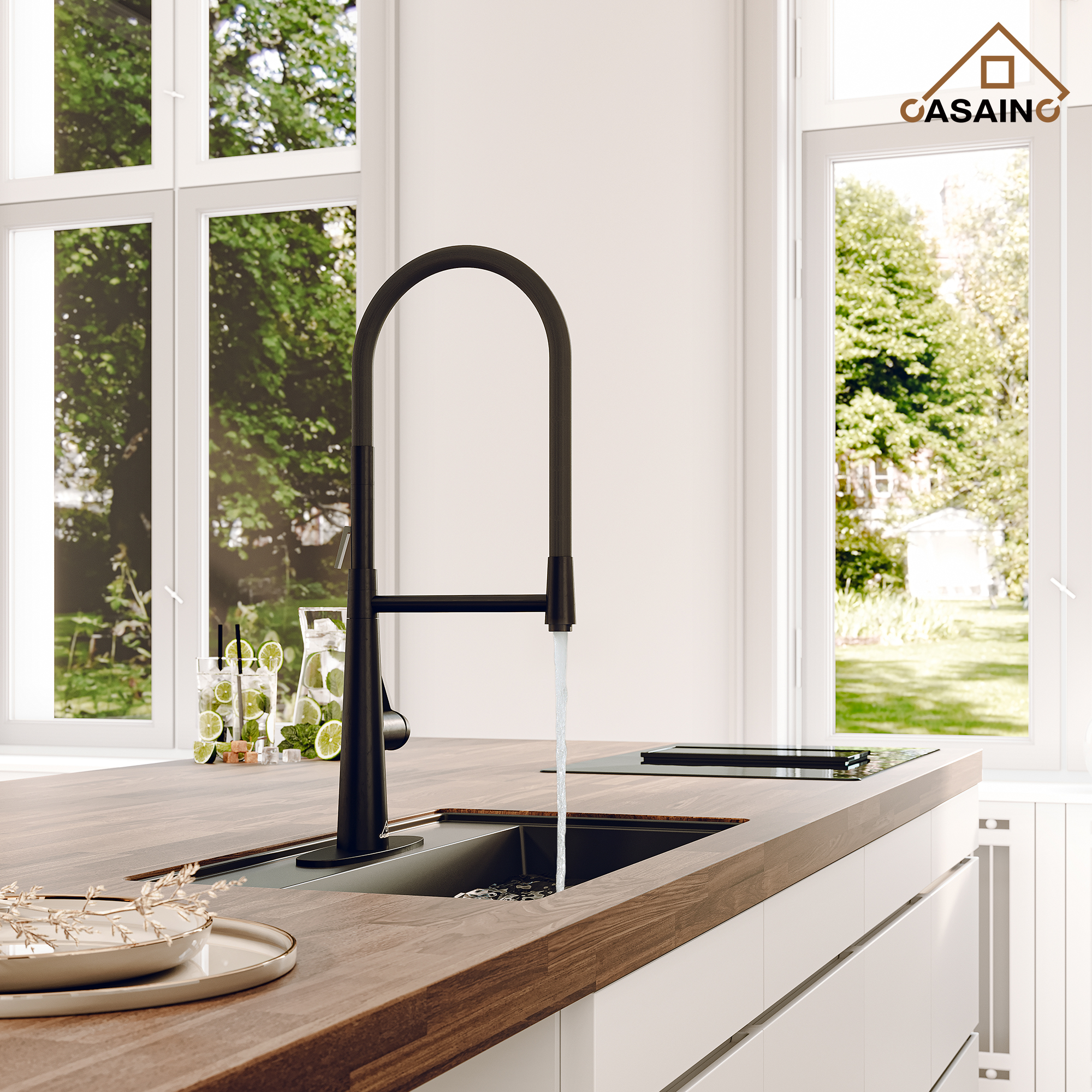 CASAINC 1.8GPM Single-Handle Standard Kitchen Faucet with Fast Mount and Deck Plate, 3 Colors Available-Casainc Canada