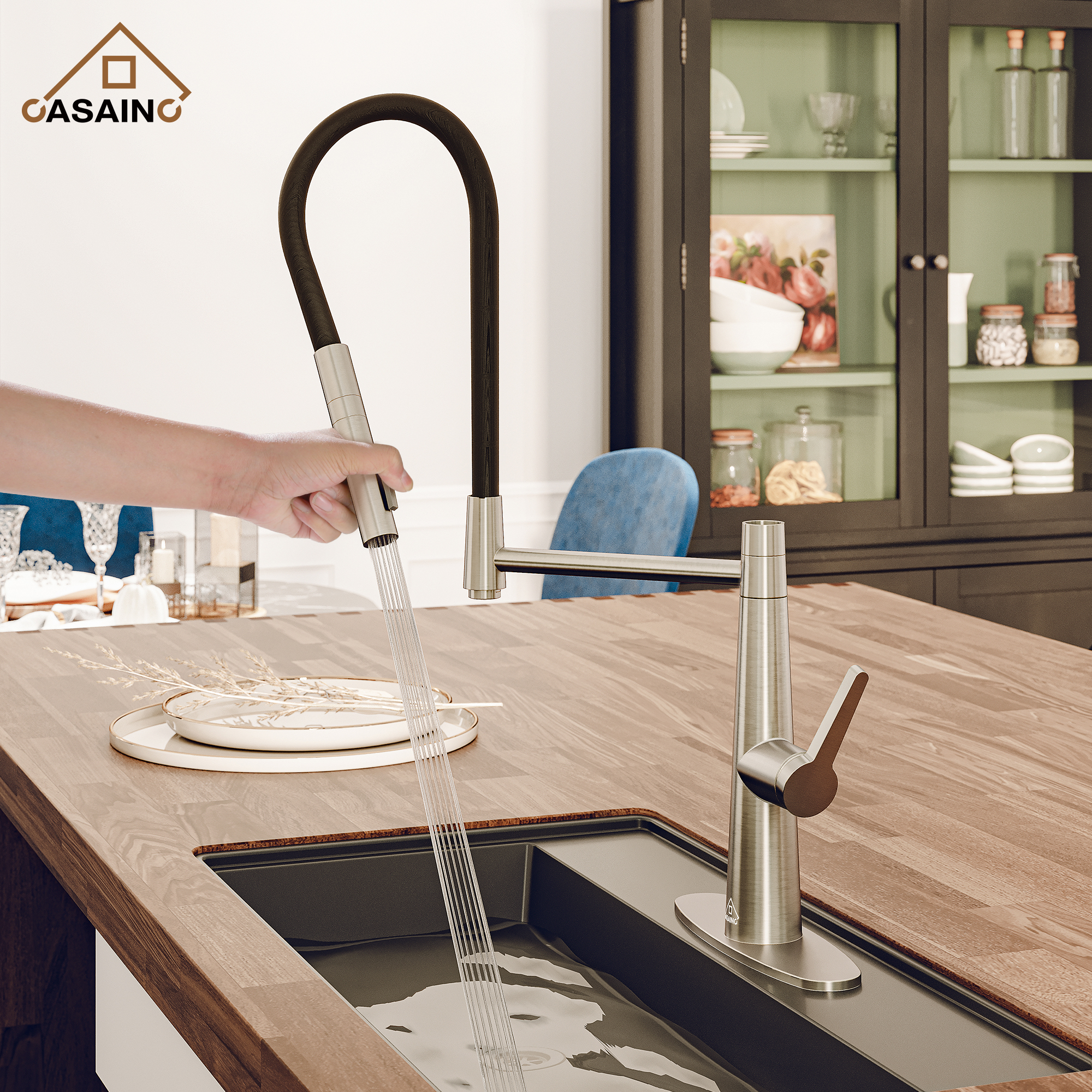 CASAINC 1.8GPM Single-Handle Standard Kitchen Faucet with Fast Mount and Deck Plate, 3 Colors Available-Casainc Canada