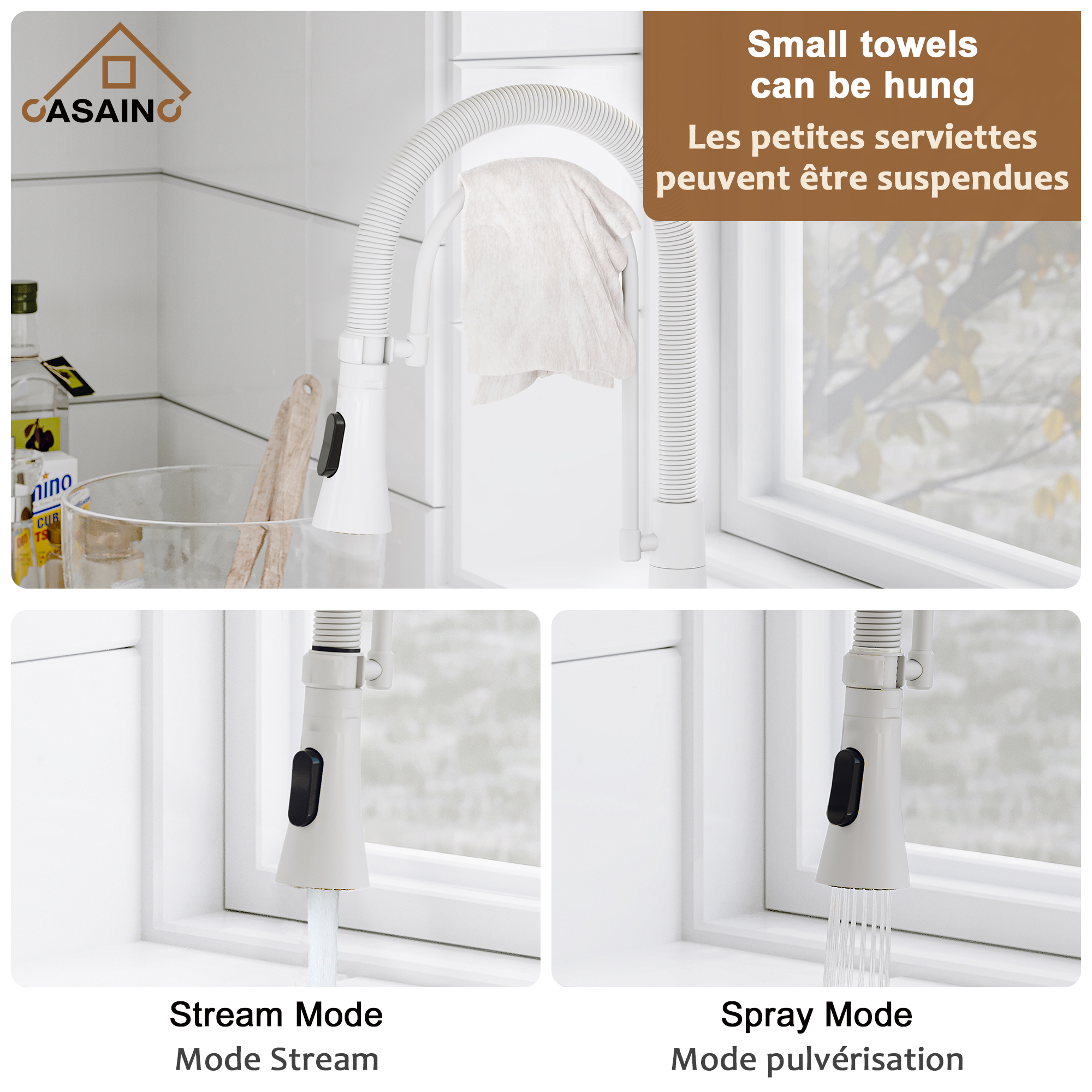 CASAINC 1.8GPM Spring Kitchen Faucet in Brushed Gold and More-Casainc Canada