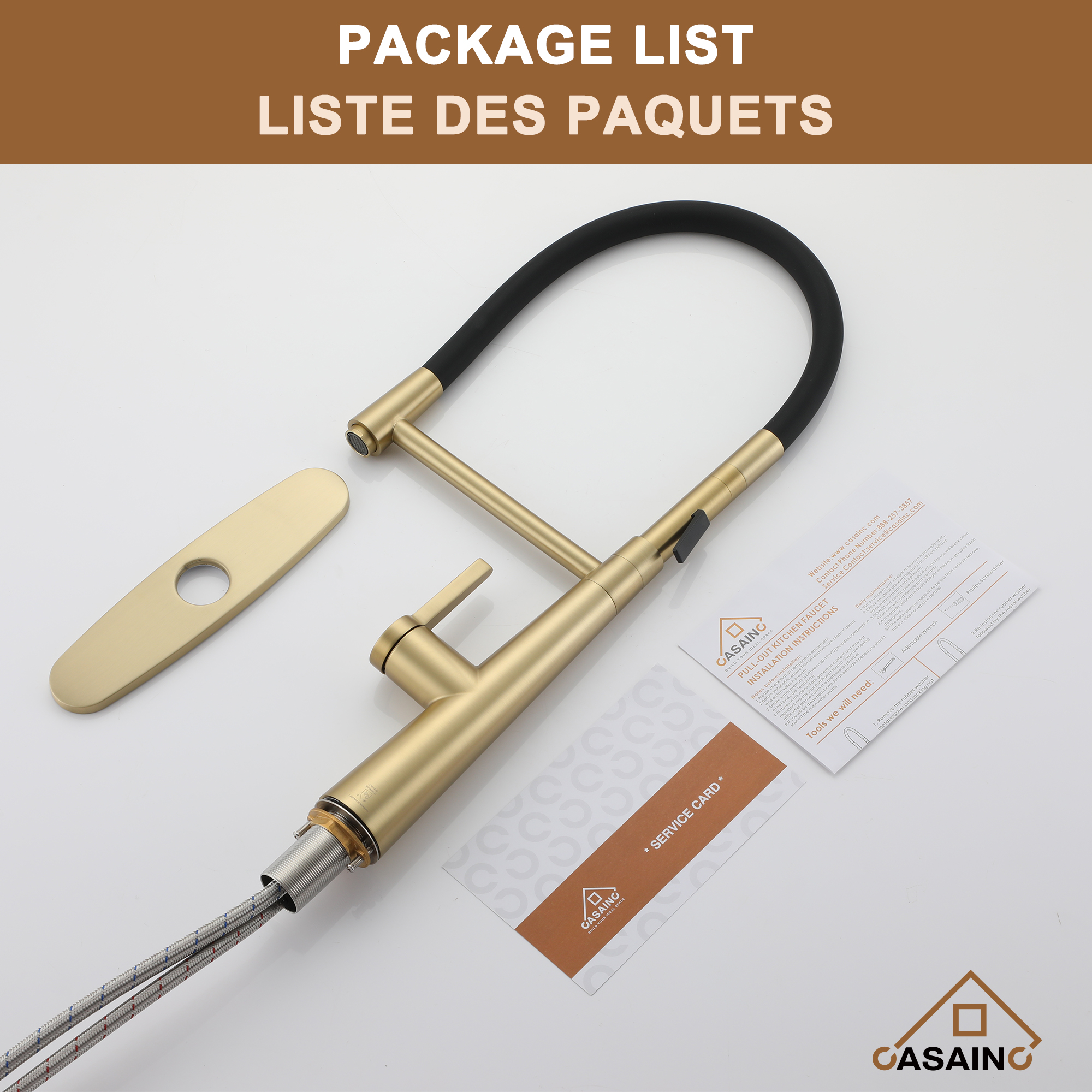 CASAINC 1.8GPM Single-Handle Standard Kitchen Faucet with Fast Mount and Deck Plate, 3 Colors Available