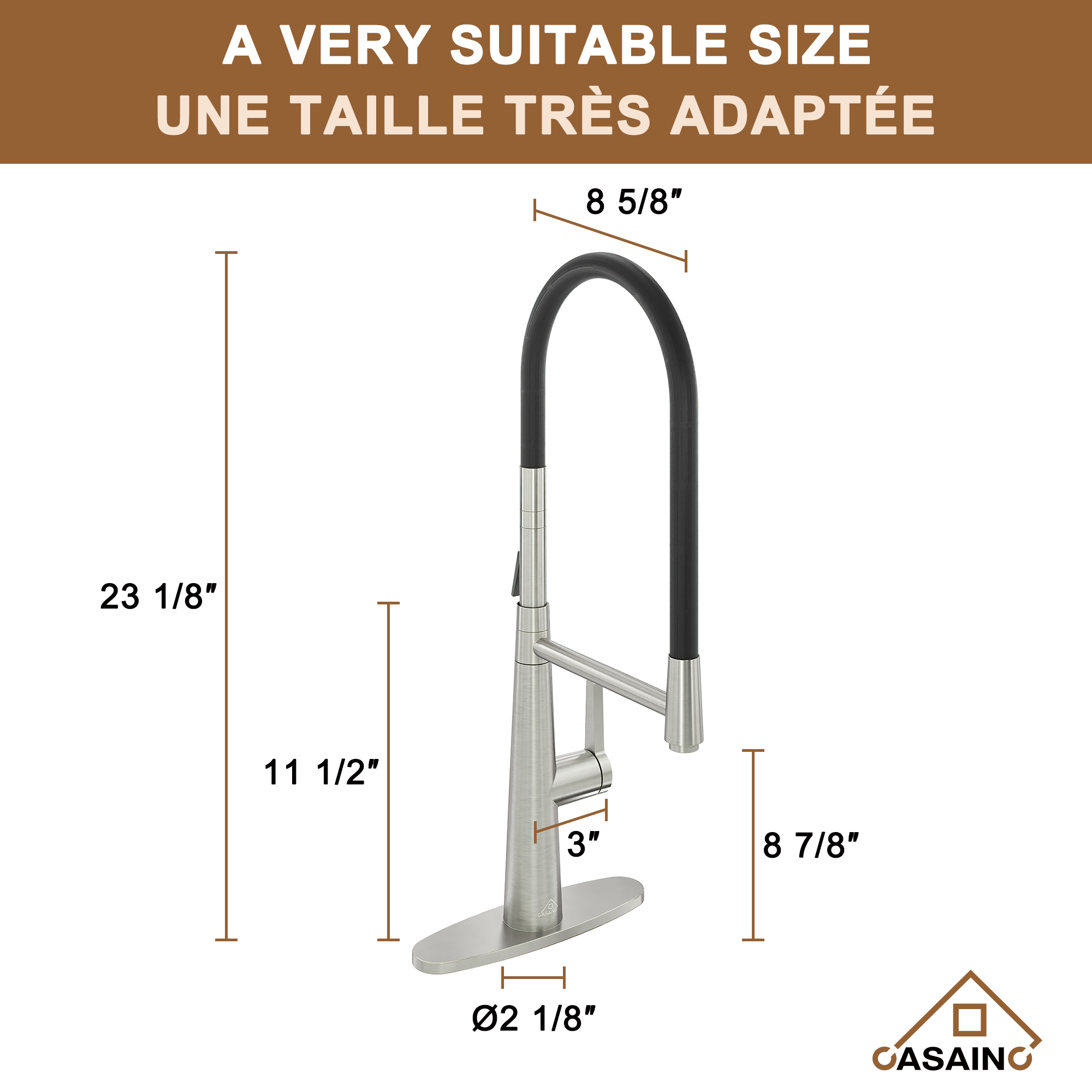 CASAINC 1.8GPM Single-Handle Standard Kitchen Faucet with Fast Mount and Deck Plate, 3 Colors Available-Casainc Canada