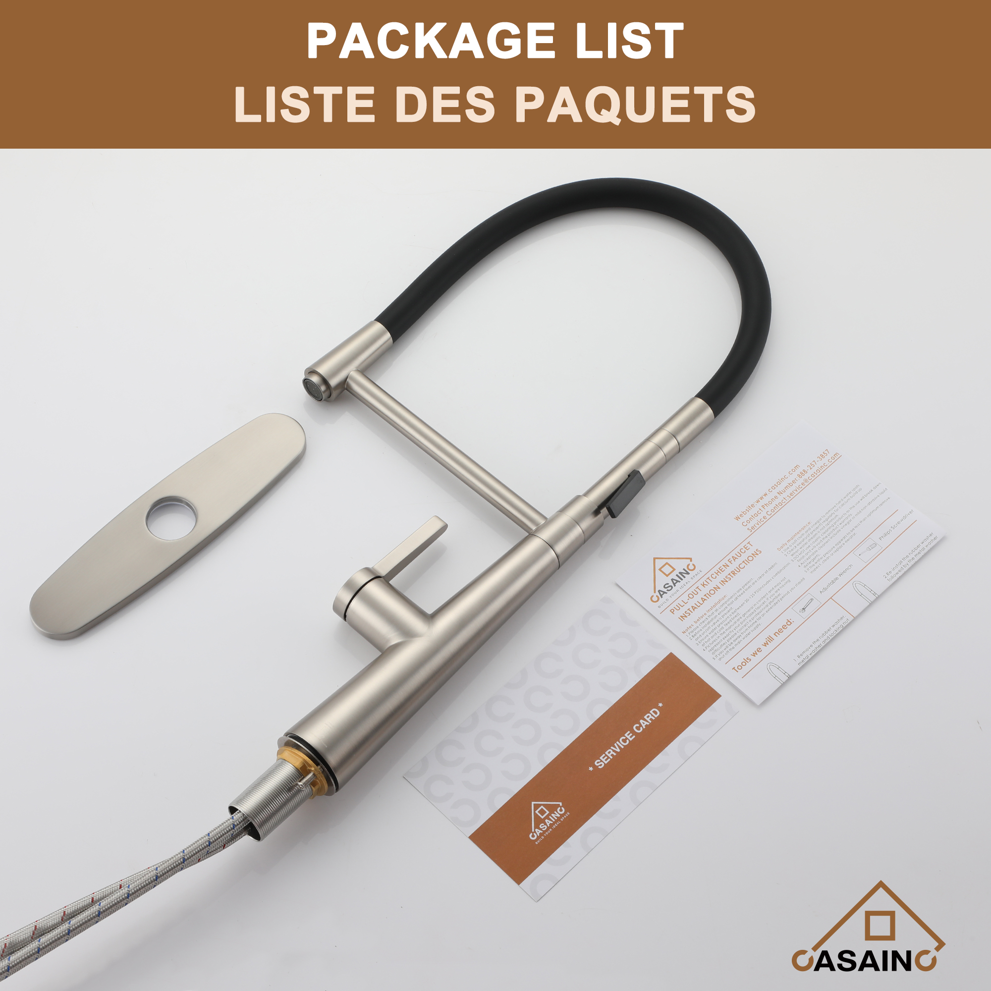 CASAINC 1.8GPM Single-Handle Standard Kitchen Faucet with Fast Mount and Deck Plate, 3 Colors Available-Casainc Canada