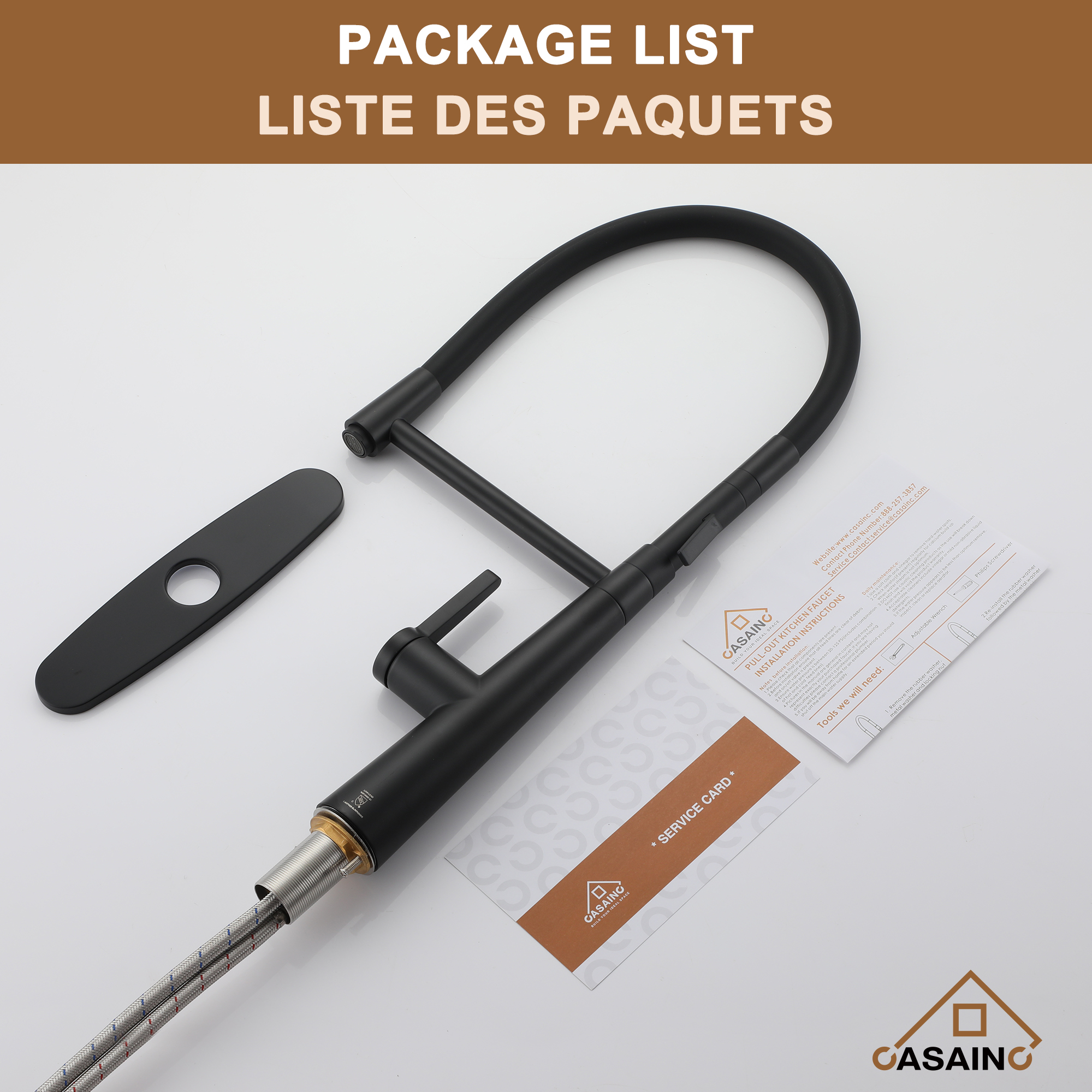 CASAINC 1.8GPM Single-Handle Standard Kitchen Faucet with Fast Mount and Deck Plate, 3 Colors Available-Casainc Canada