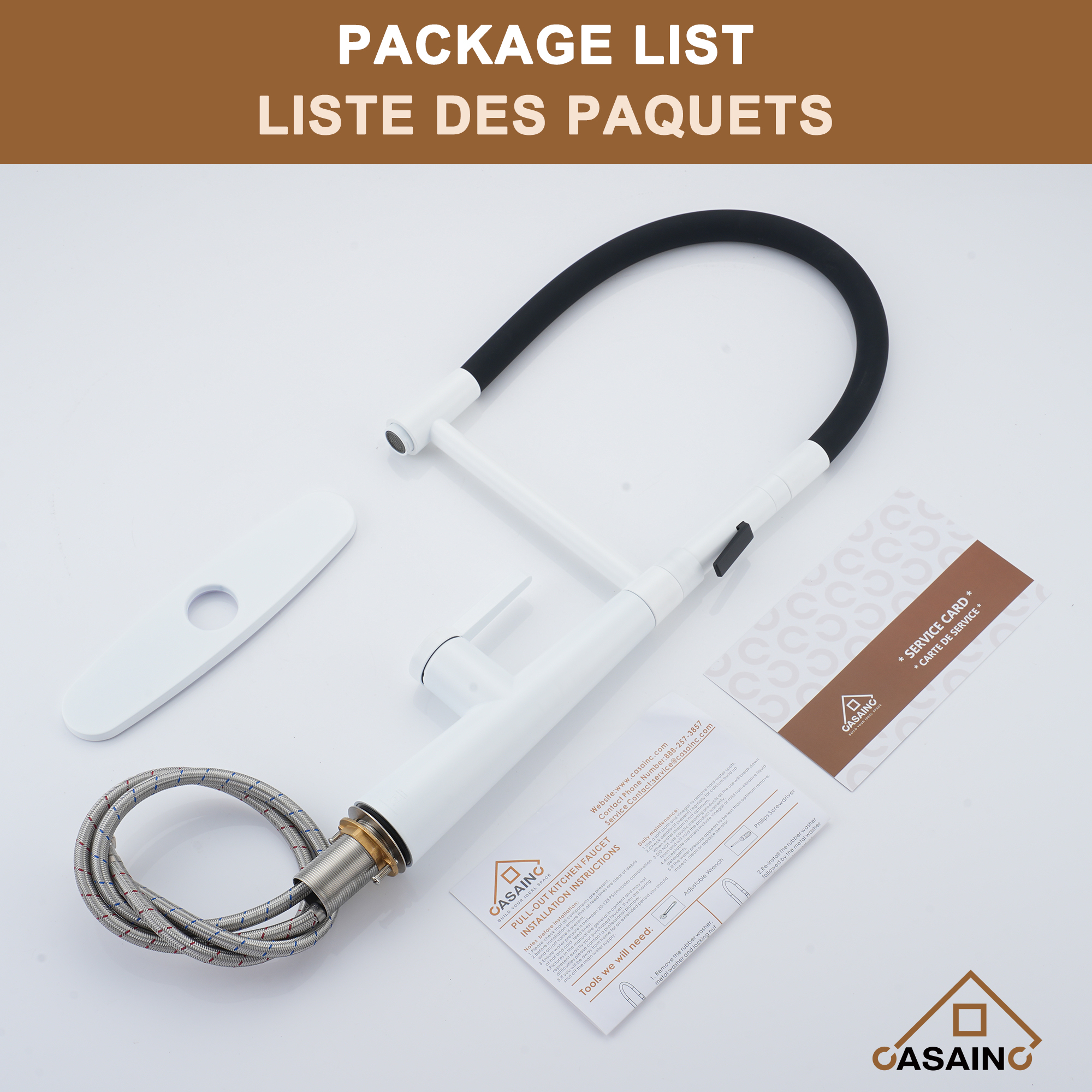 CASAINC 1.8GPM Single-Handle Standard Kitchen Faucet with Fast Mount and Deck Plate, 3 Colors Available-Casainc Canada