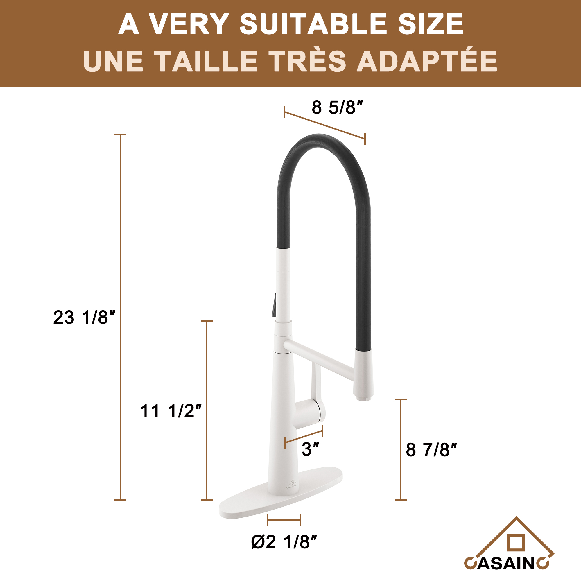 CASAINC 1.8GPM Single-Handle Standard Kitchen Faucet with Fast Mount and Deck Plate, 3 Colors Available-Casainc Canada