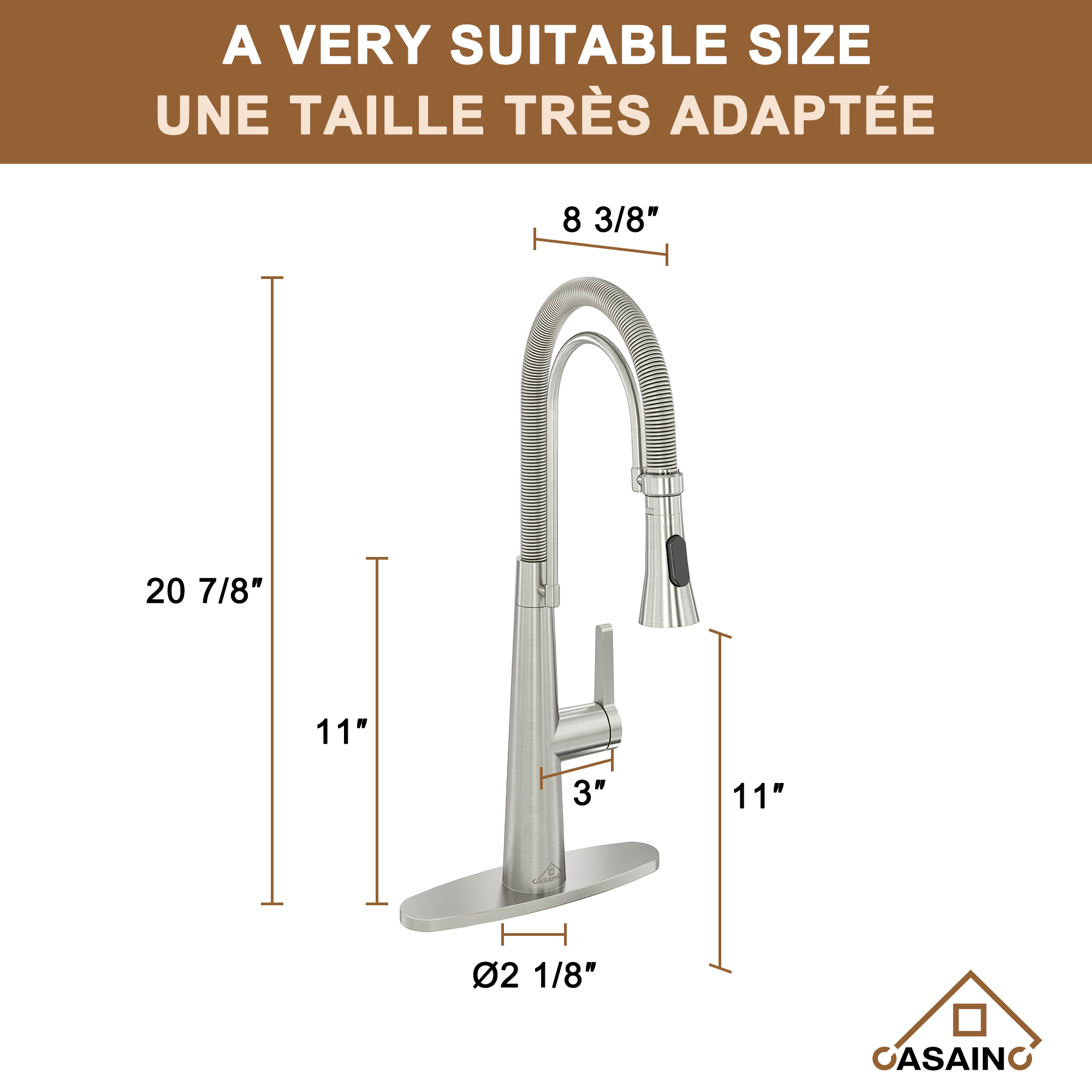 CASAINC 1.8GPM Spring Kitchen Faucet in Brushed Gold and More-Casainc Canada