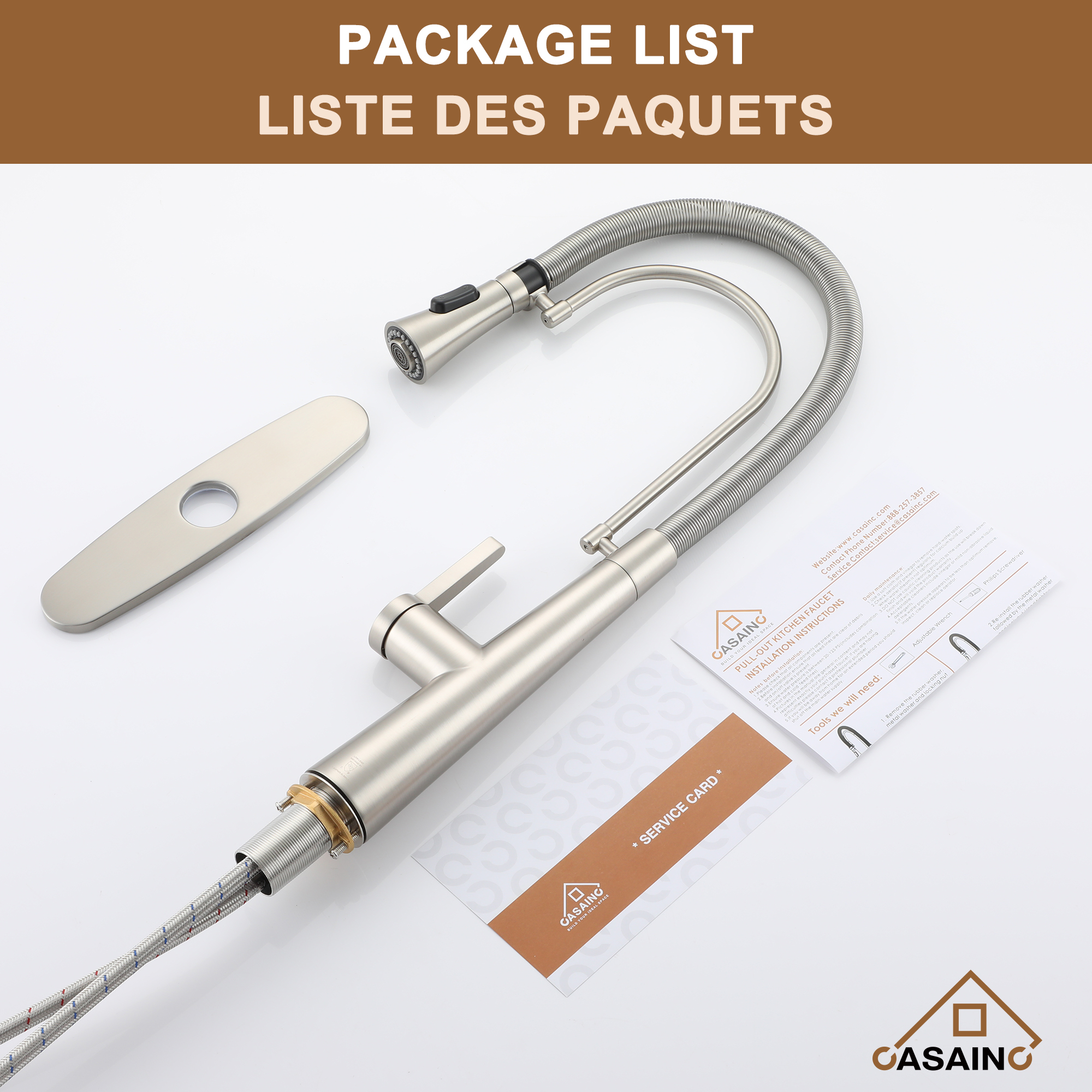 CASAINC 1.8GPM Spring Kitchen Faucet in Brushed Gold and More-Casainc Canada