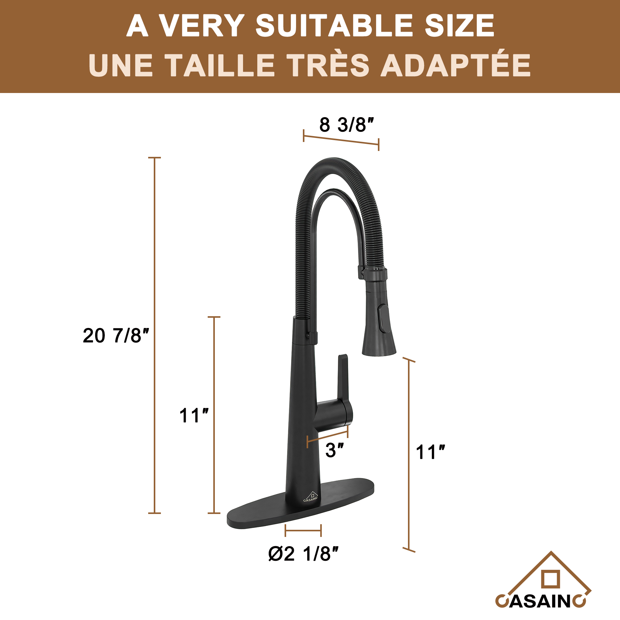 CASAINC 1.8GPM Spring Kitchen Faucet in Brushed Gold and More-Casainc Canada