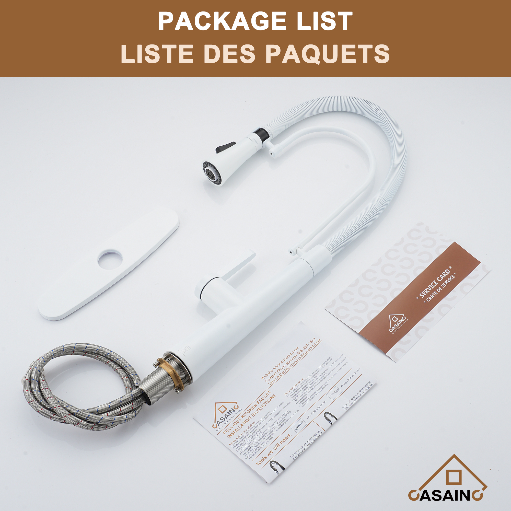 CASAINC 1.8GPM Spring Kitchen Faucet in Brushed Gold and More-Casainc Canada