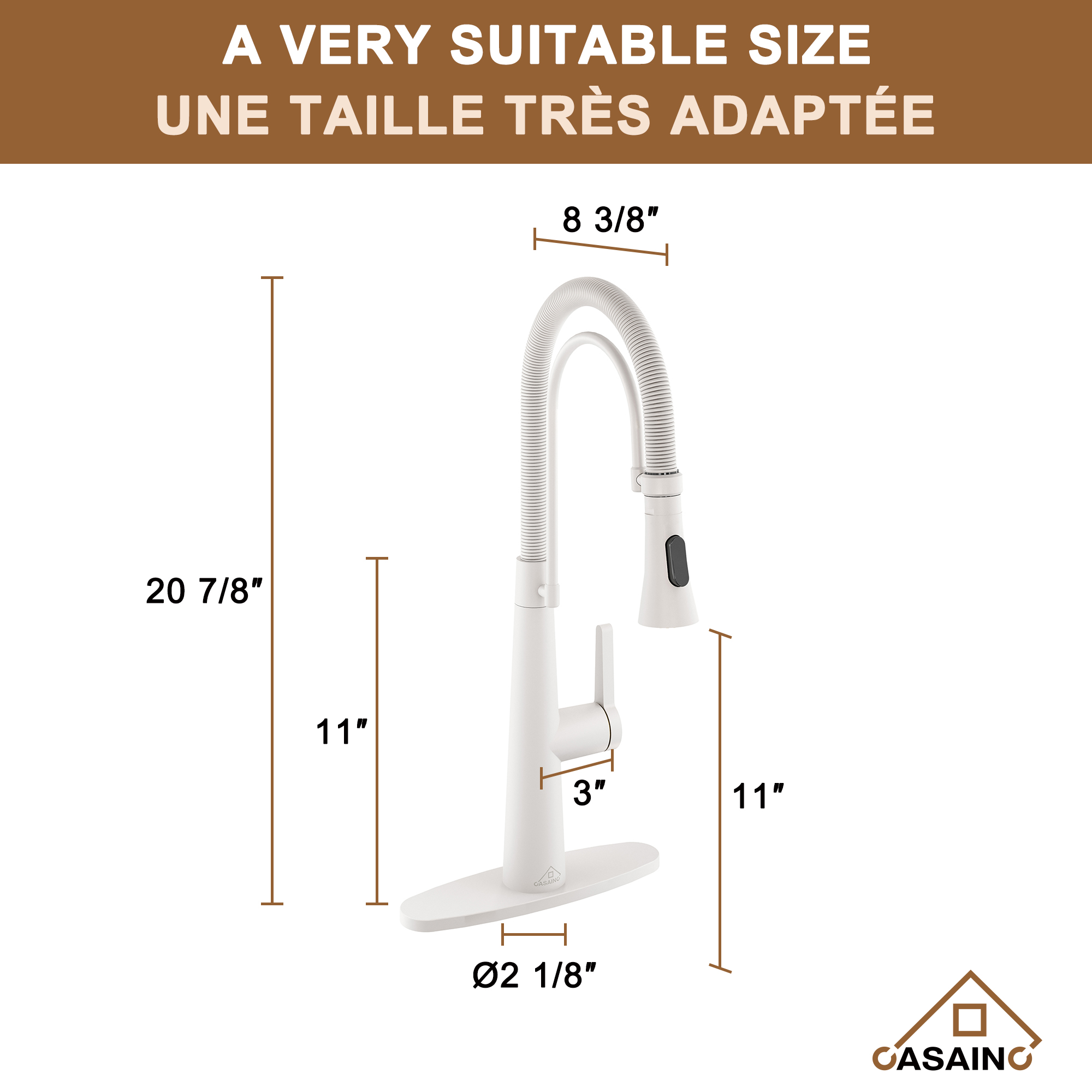 CASAINC 1.8GPM Spring Kitchen Faucet in Brushed Gold and More-Casainc Canada