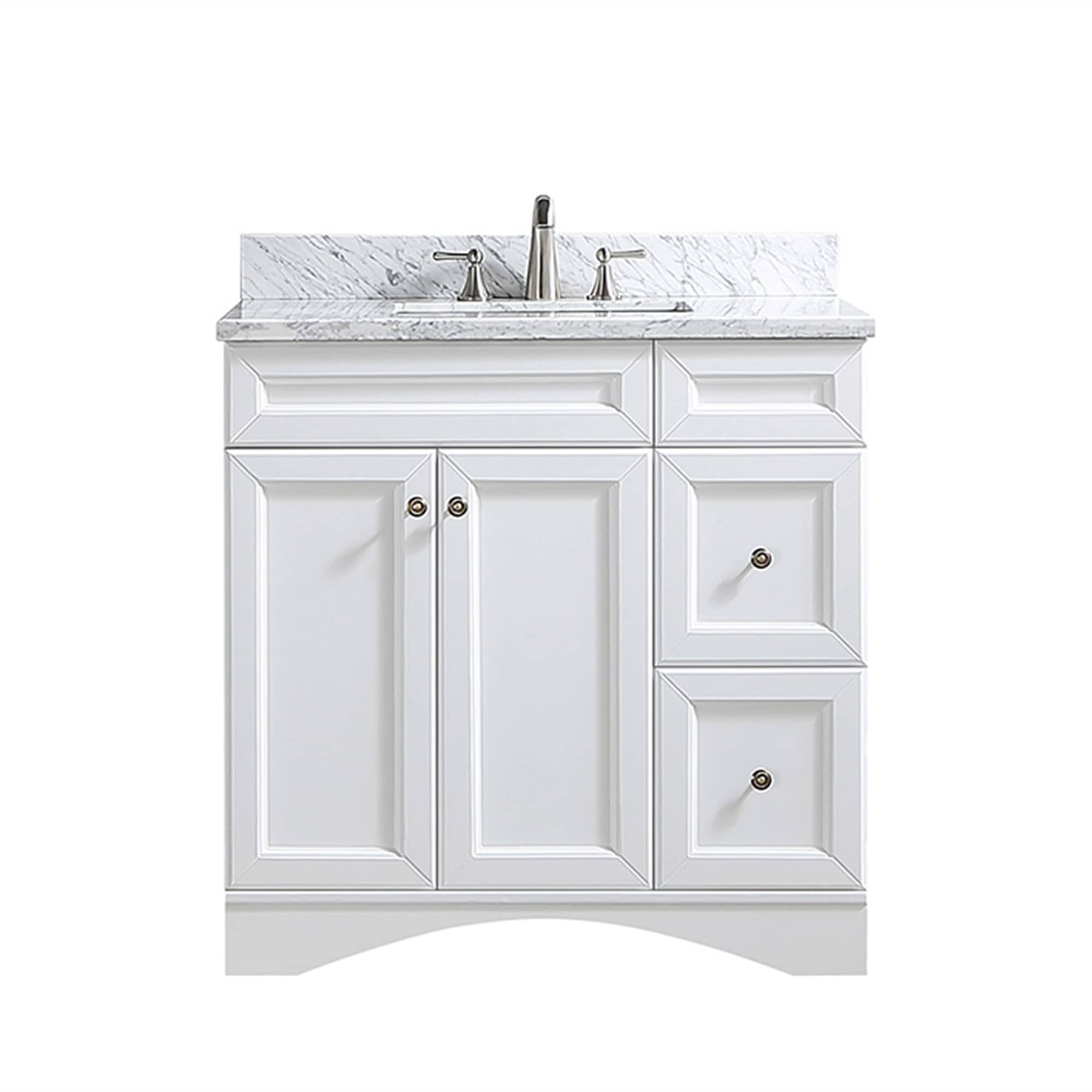CASAINC 36 Inch Bath Vanity in White with White Top and Basin (36W x 22D x 35.4"H )