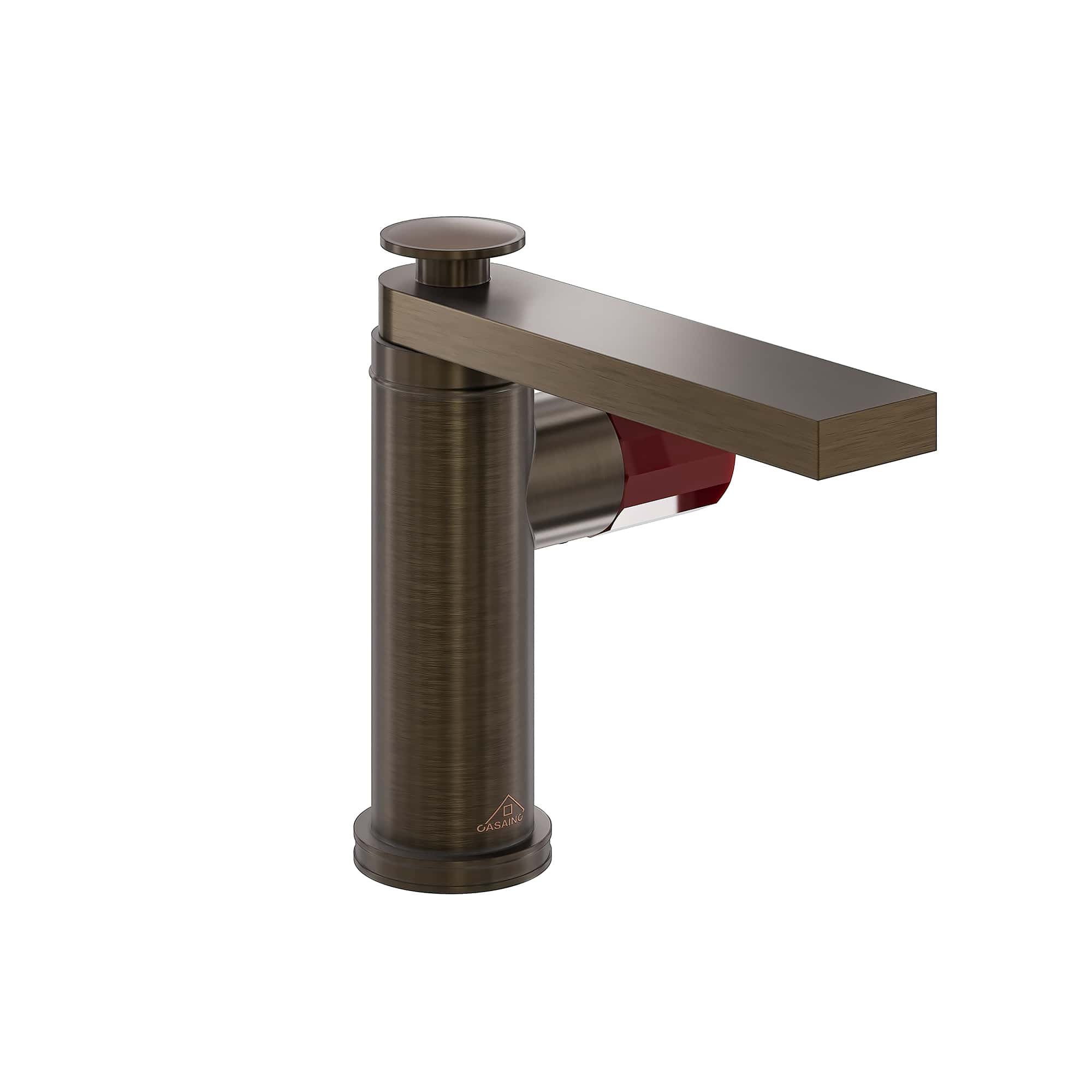 CASAINC 1.2GPM Brown Bronze Single Glazed Handle Basin Faucet with Drain