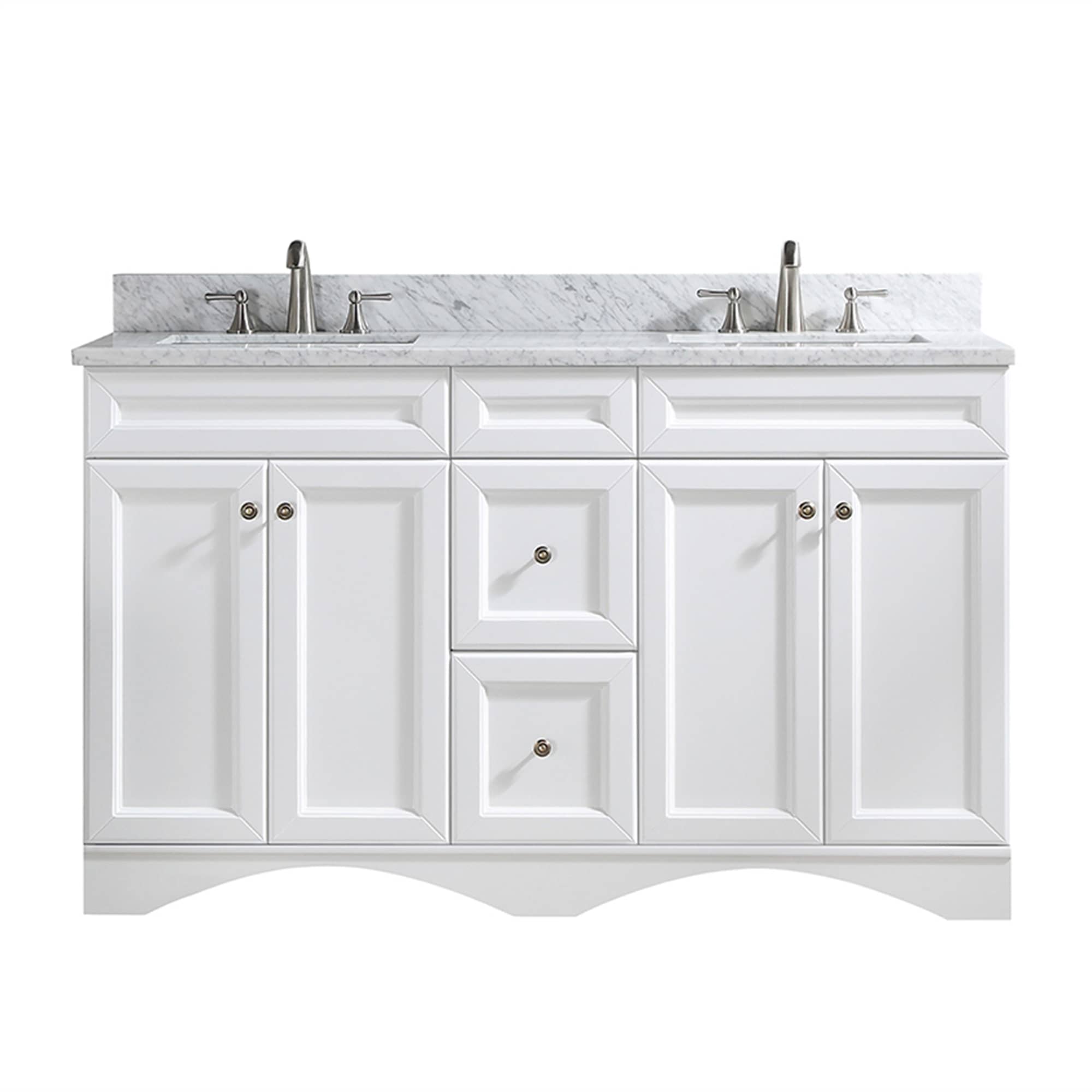 CASAINC 60 Inch Bath Vanity in White with White Top and Basin （60 W x 22D x 35.4“H ）
