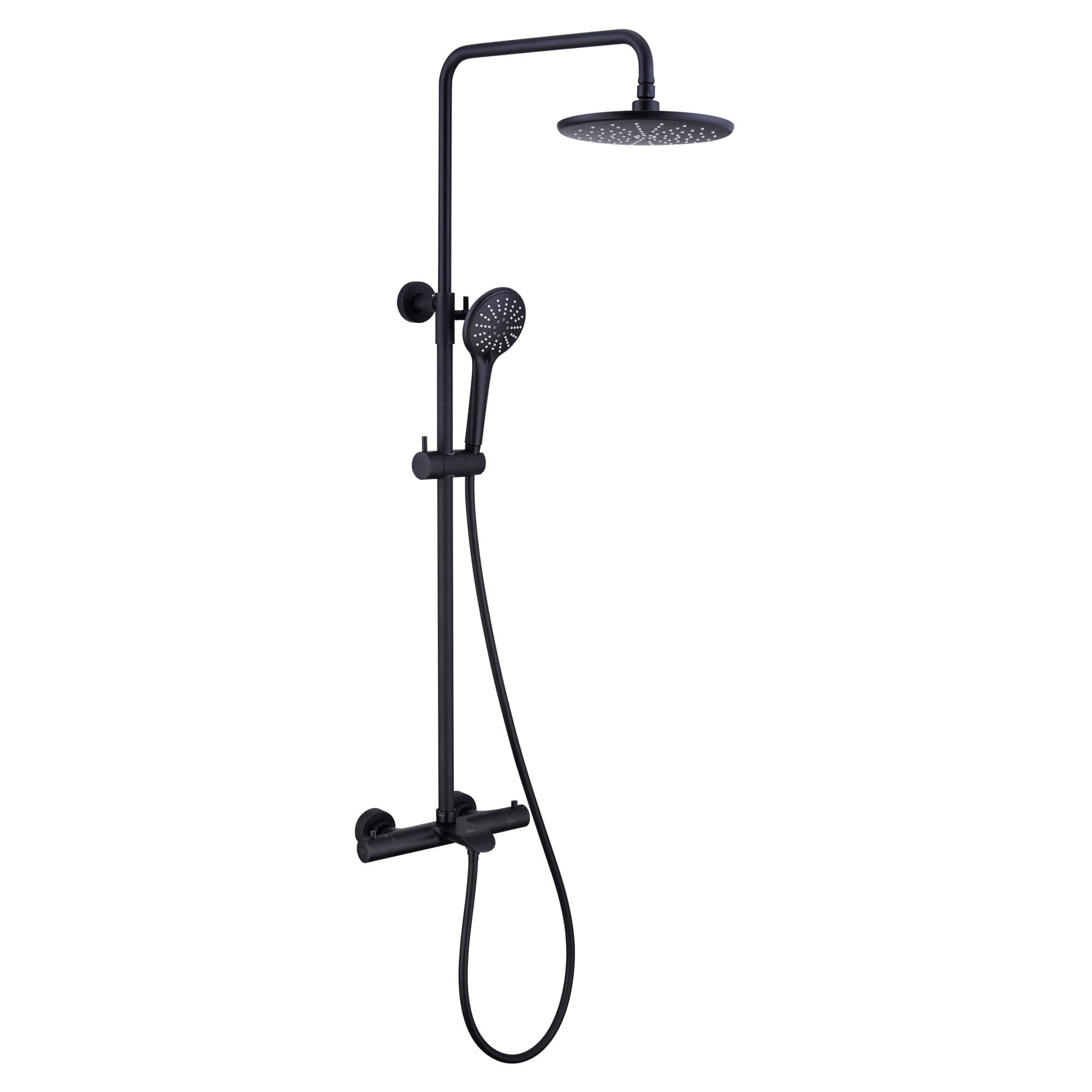 CASAINC Matte Black Thermostatic Rain Shower System with Adjustable Slide Bar Shower Head-Casainc Canada