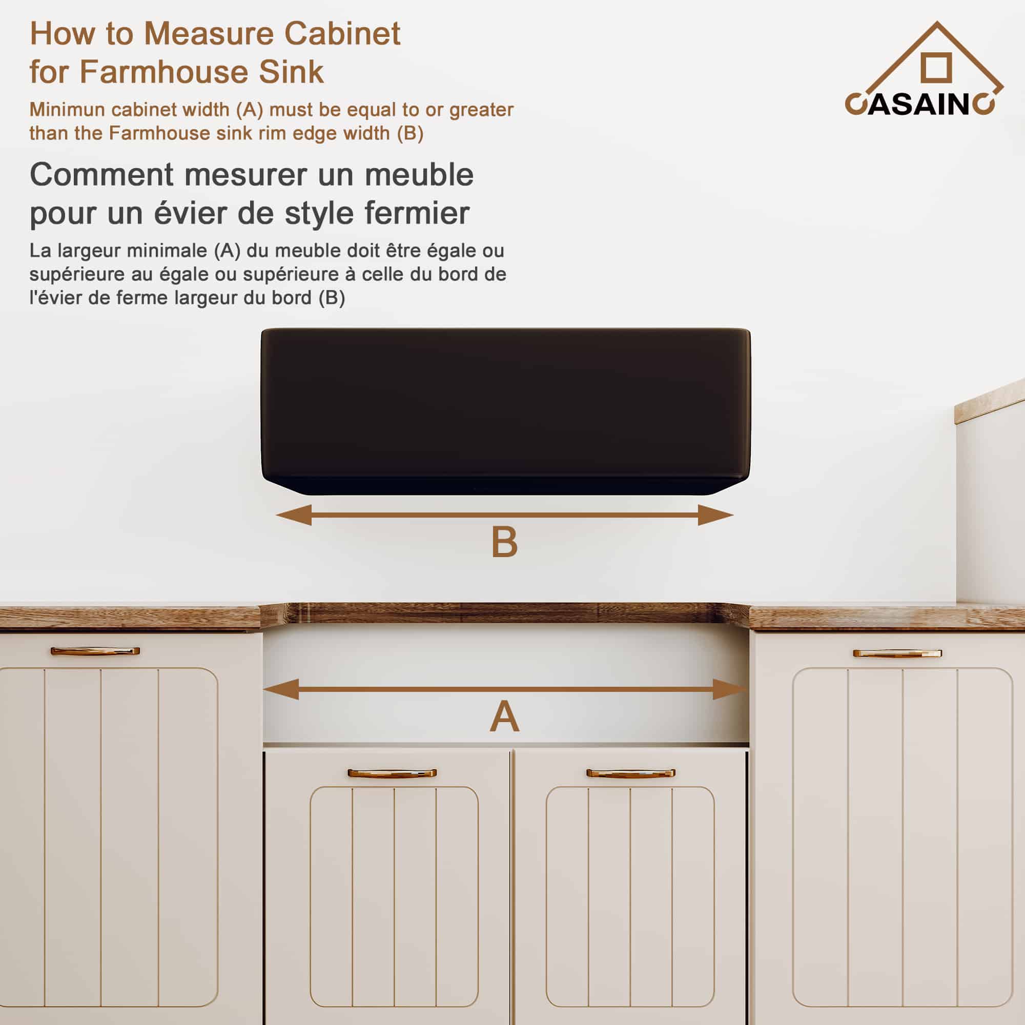 CASAINC Fireclay 33 Inch Single Bowl Farmhouse Apron Kitchen Sink with Grid and Strainers in Matte Black-Casainc Canada