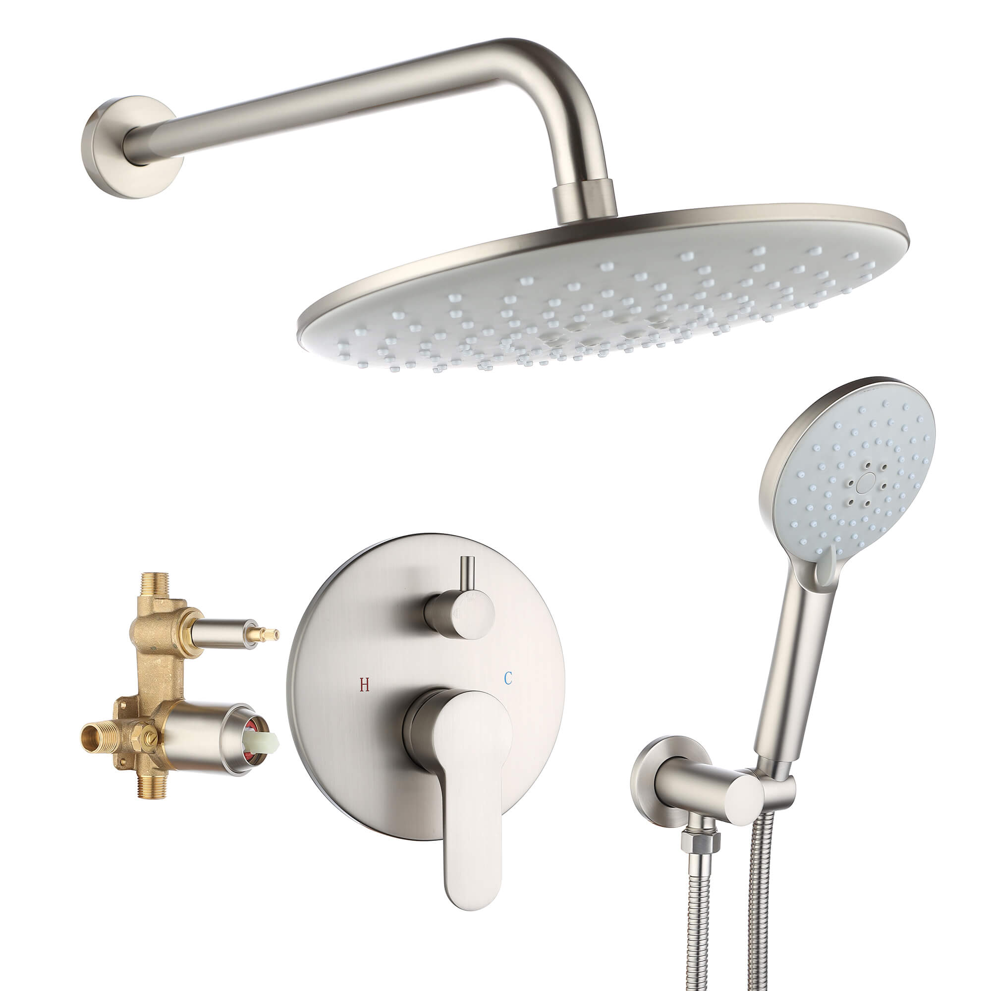 Casainc Brushed Nickel Built-in Shower System with Raw Valve-Casainc Canada