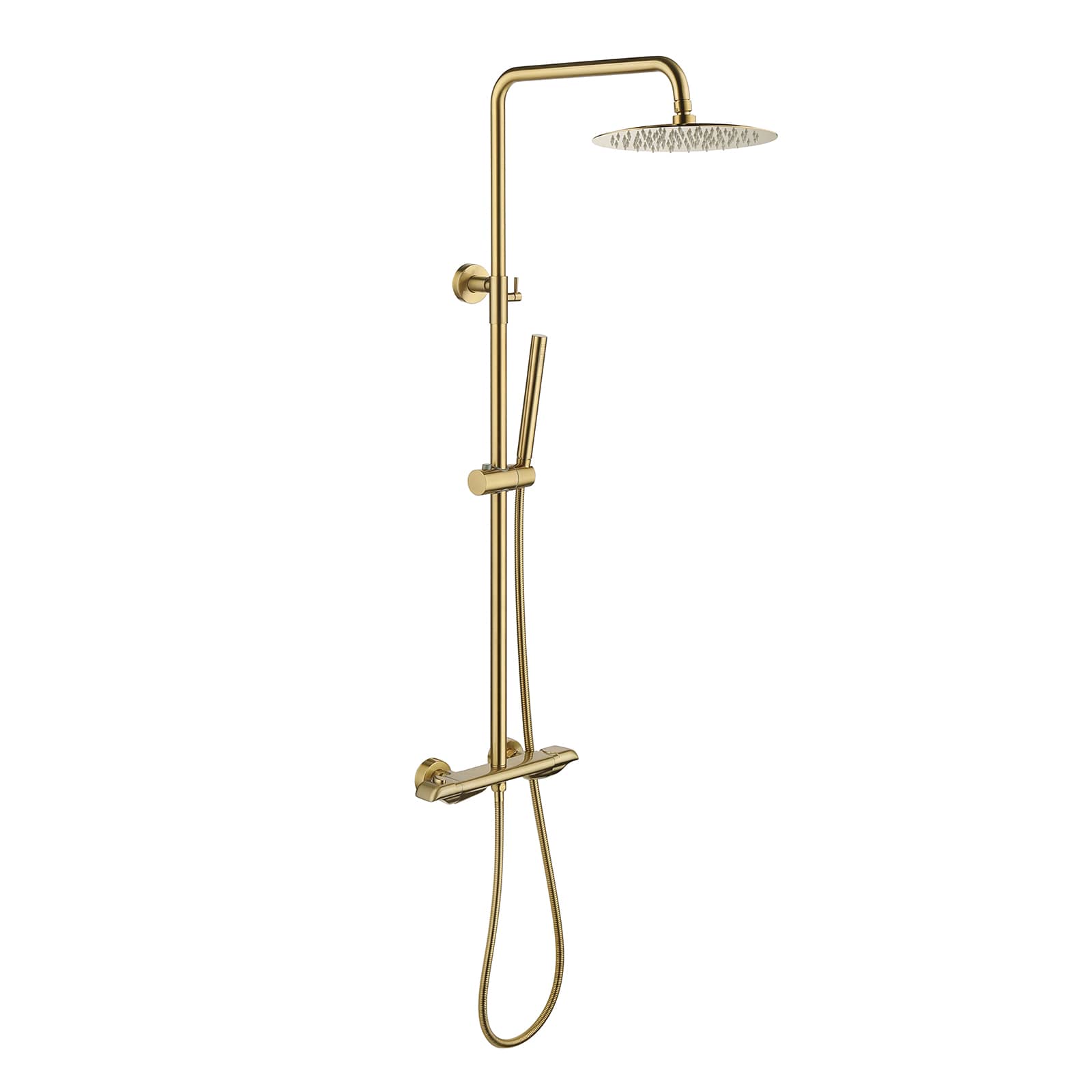 CASAINC Brushed Gold Shower System with Slide Bar and Rainfall Shower Head/Hand-Held Shower-Casainc Canada