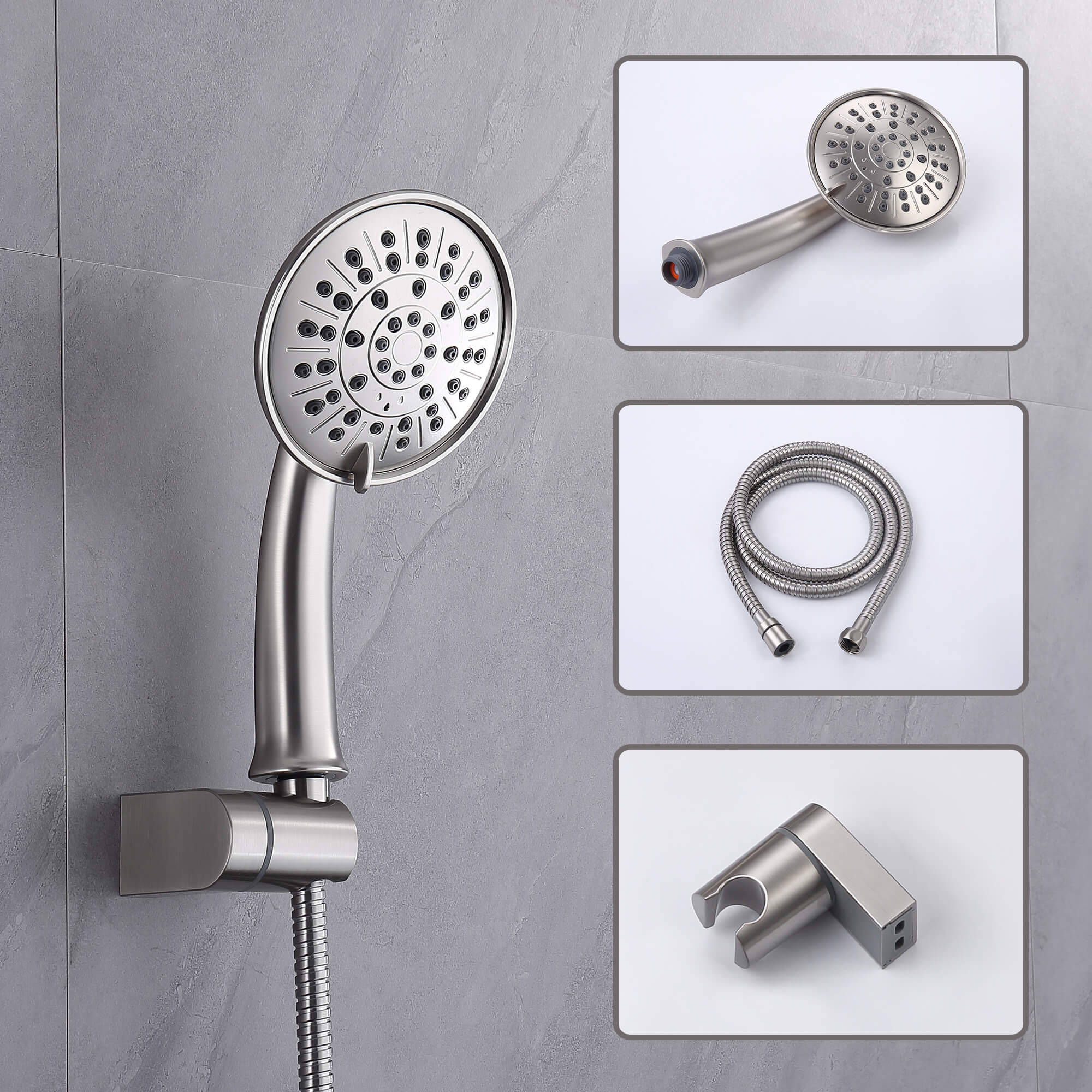 CASAINC Brushed Nickel Wall Mounted Rain Shower Faucet with Pressure  Balanced Valve and Bathtub Spout