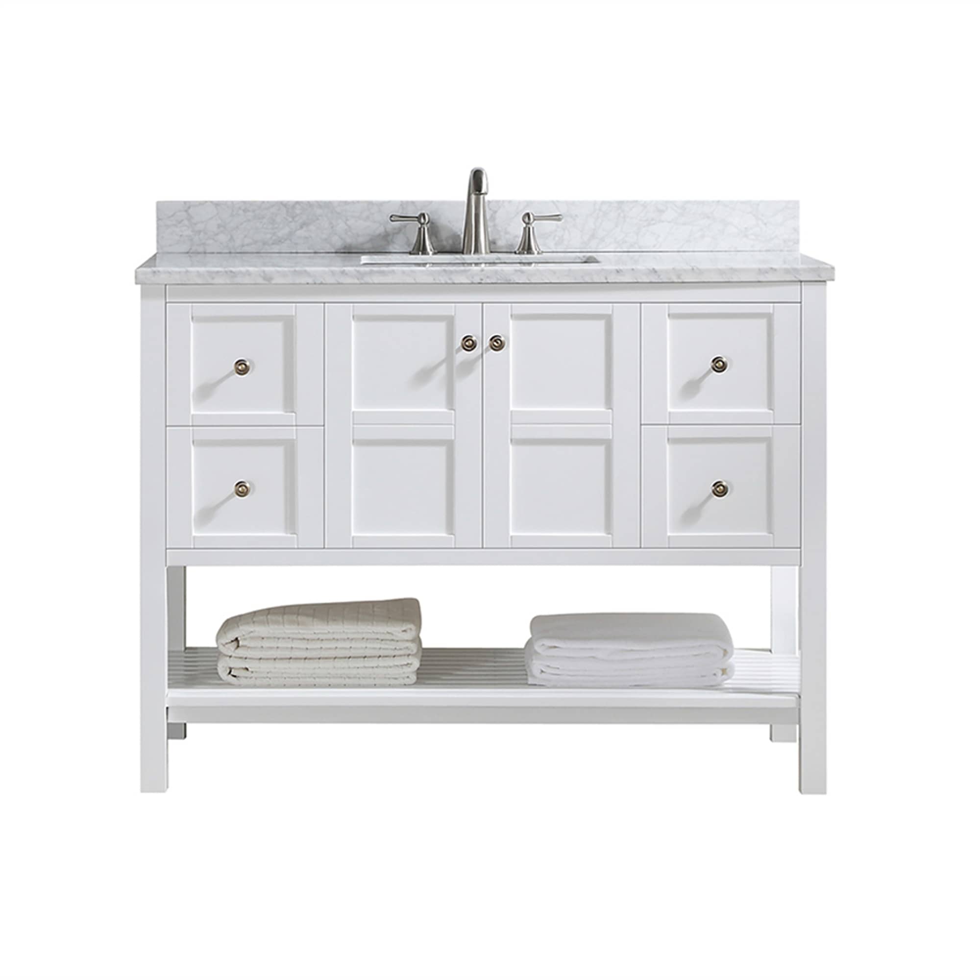 CASAINC 48 Inch Bath Vanity in White with White Top and Basin (48W x 22D x 35.4"H )