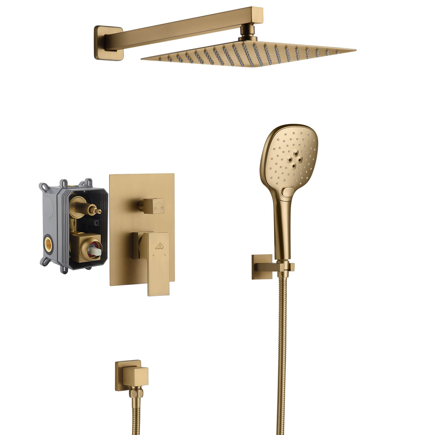 Casainc Brushed Gold 2-Function Built-in Shower System-Casainc Canada