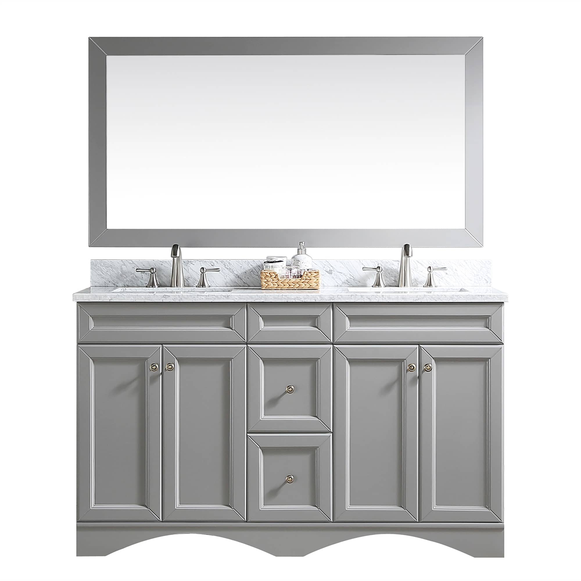 CASAINC 60 Inch Bath Vanity in Gray with White Top and Basin （60 W x 22D x 35.4“H ）-Casainc Canada