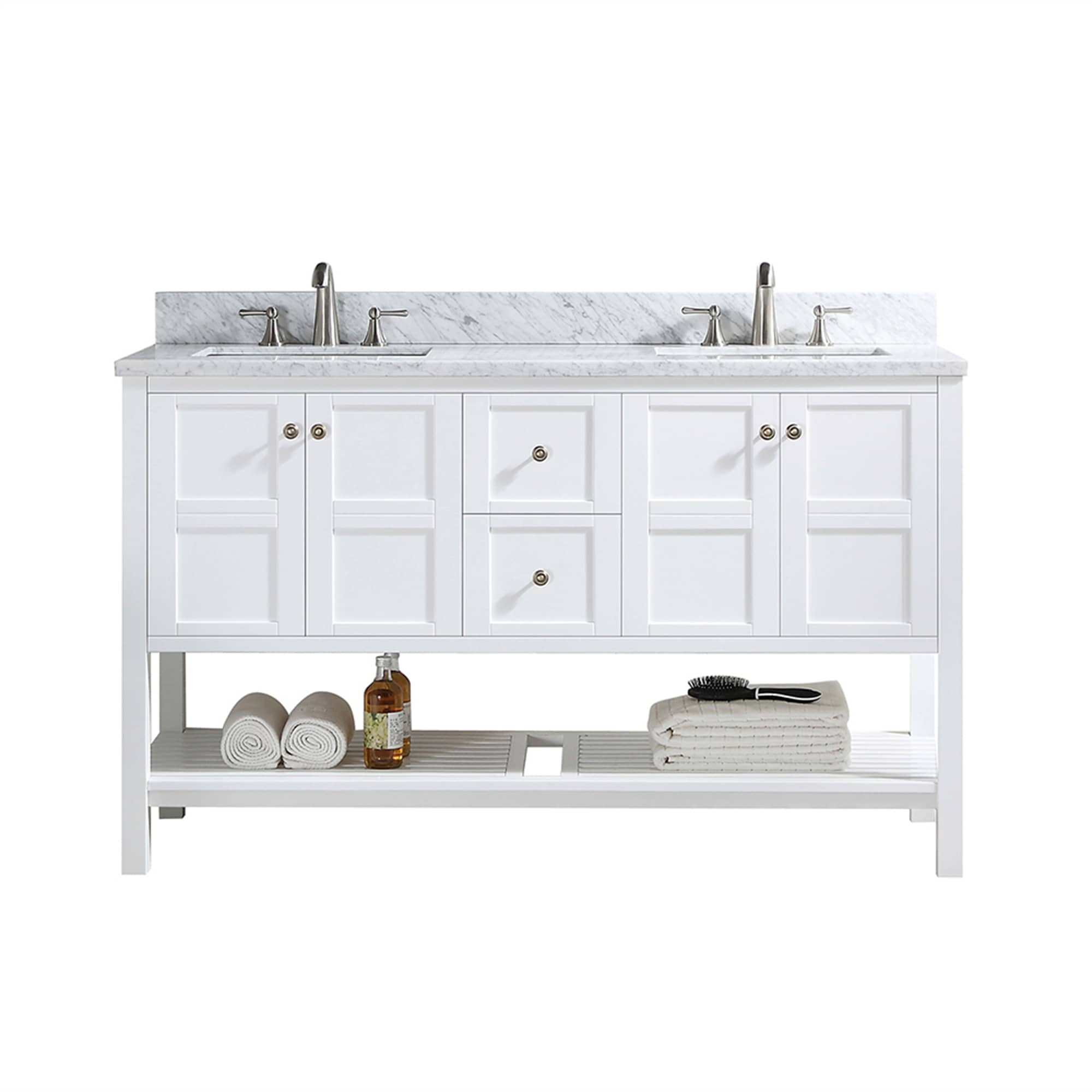 CASAINC 60 Inch Bath Vanity in White with White Top and Basin (60W x 22D x 35.4"H )-Casainc Canada