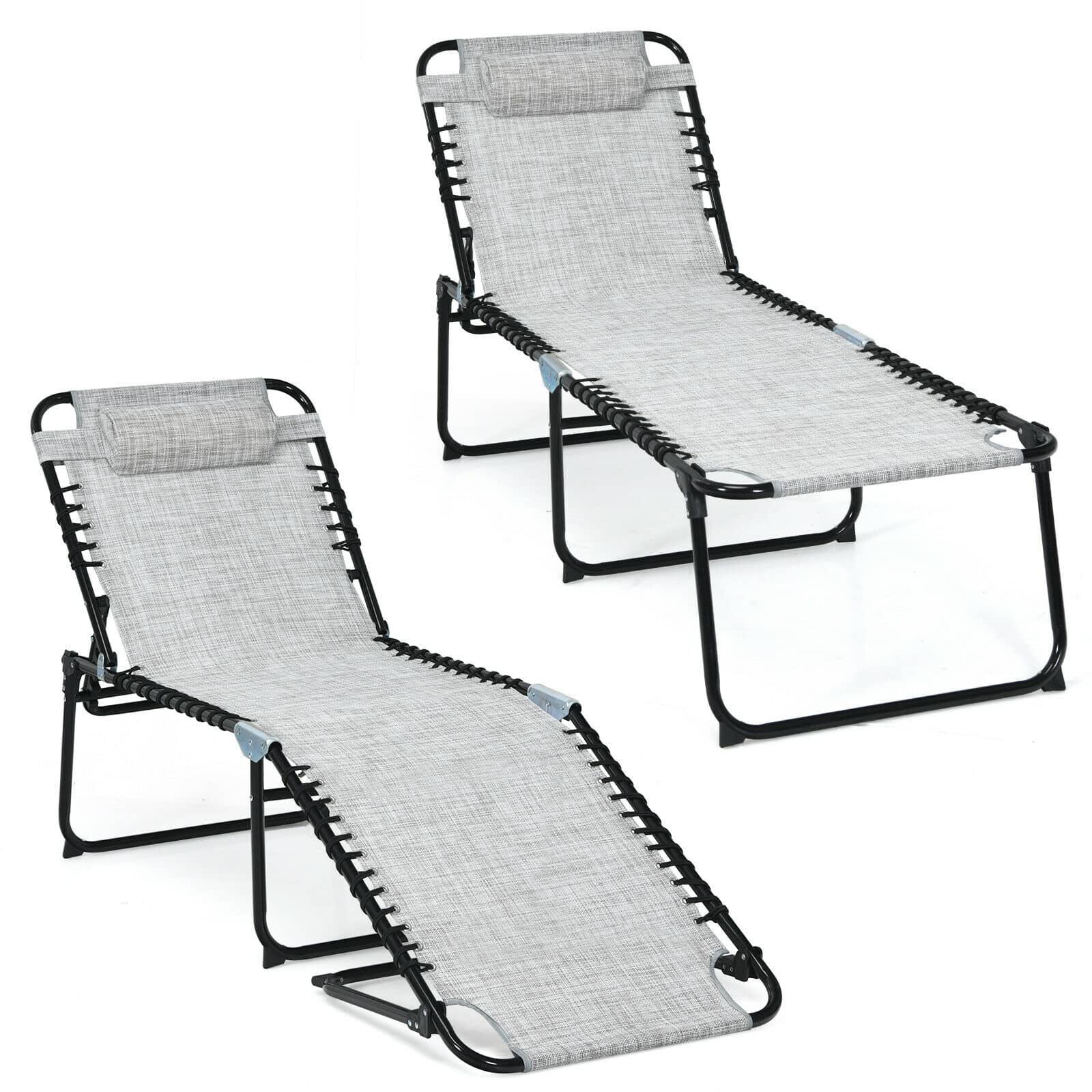 CASAINC Foldable Recline Lounge Chair with Adjustable Backrest and Footrest-Casainc Canada