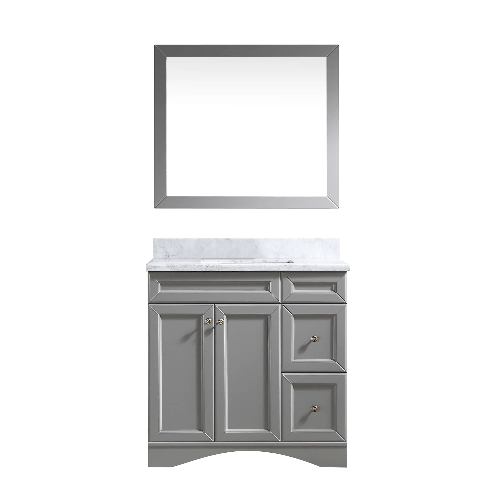 CASAINC 36 Inch Bath Vanity in Gray with White Top and Basin (36W x 22D x 35.4"H）-Casainc Canada