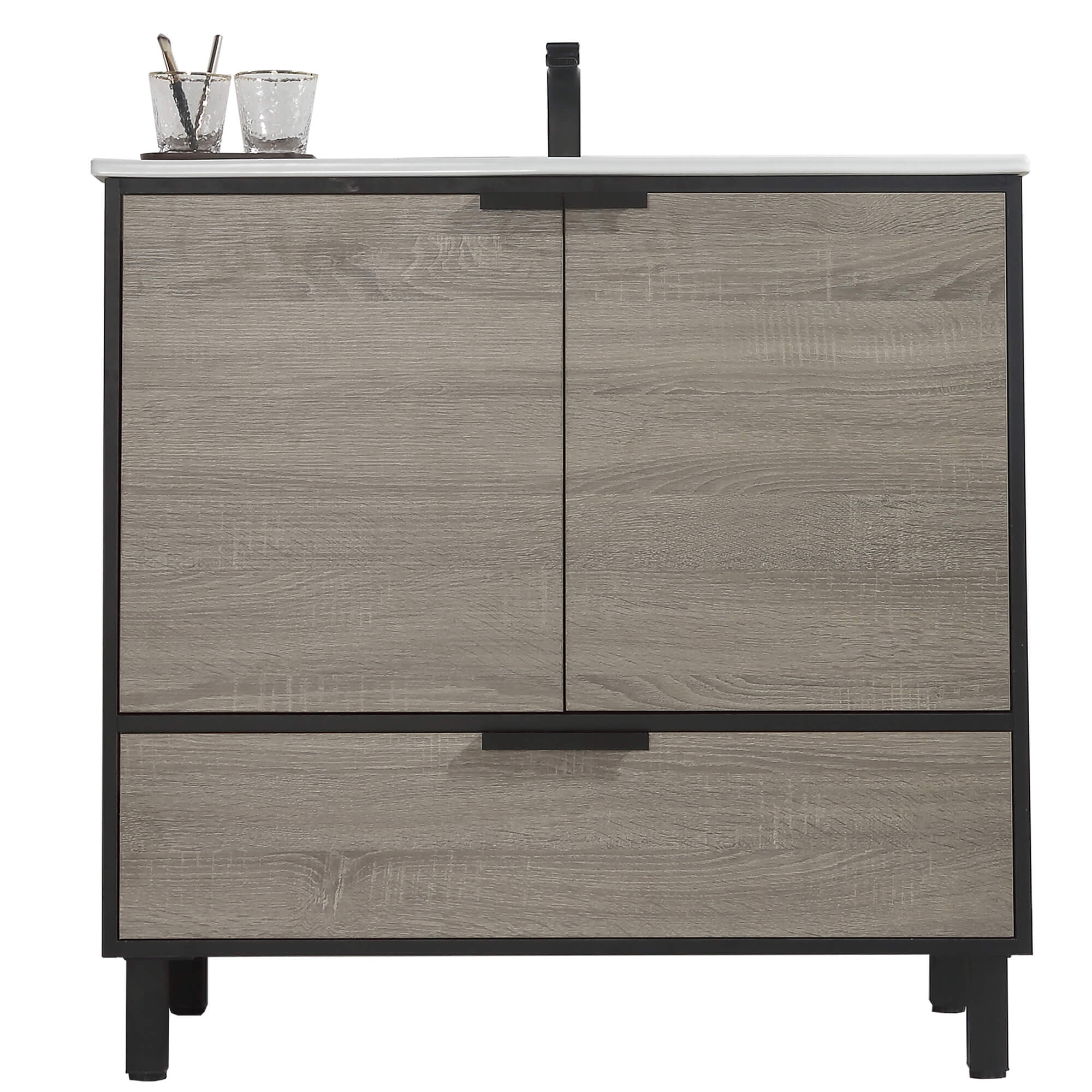 CASAINC 36-in Freestanding Single Sink Bathroom Vanity Set in Grey-Casainc Canada