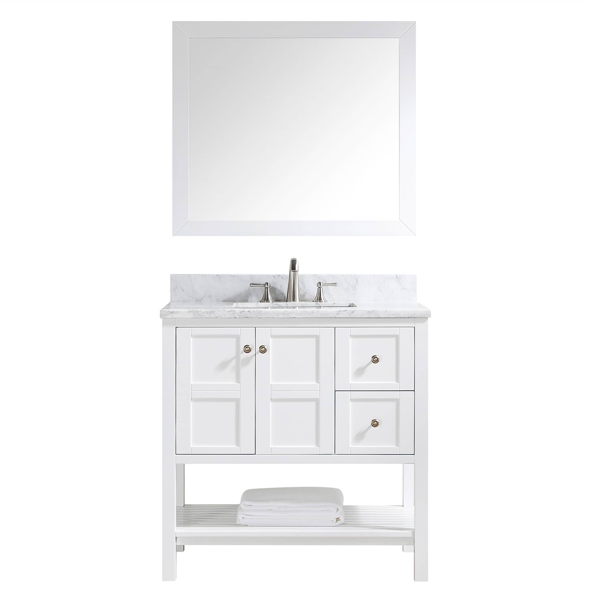 CASAINC 36 Inch Bath Vanity in White with White Top and Basin (36W x 22D x 35.4"H )-Casainc Canada