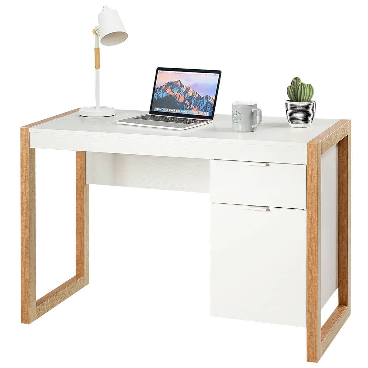 CASAINC Modern Computer Desk Writing Workstation with Cabinet and Drawer-Casainc Canada