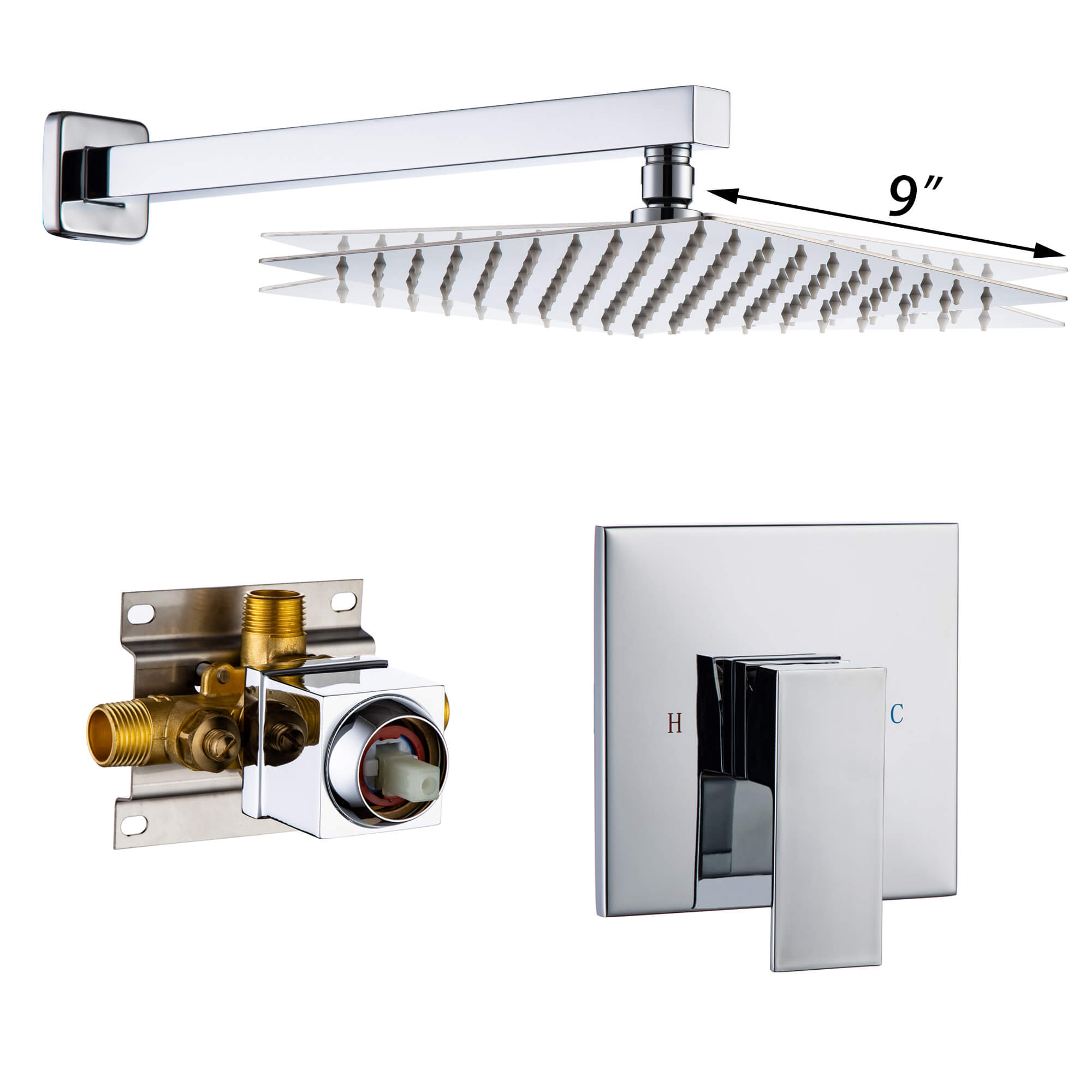 Casainc Polished Chrome Wall Mounted Built-in Shower System-Casainc Canada